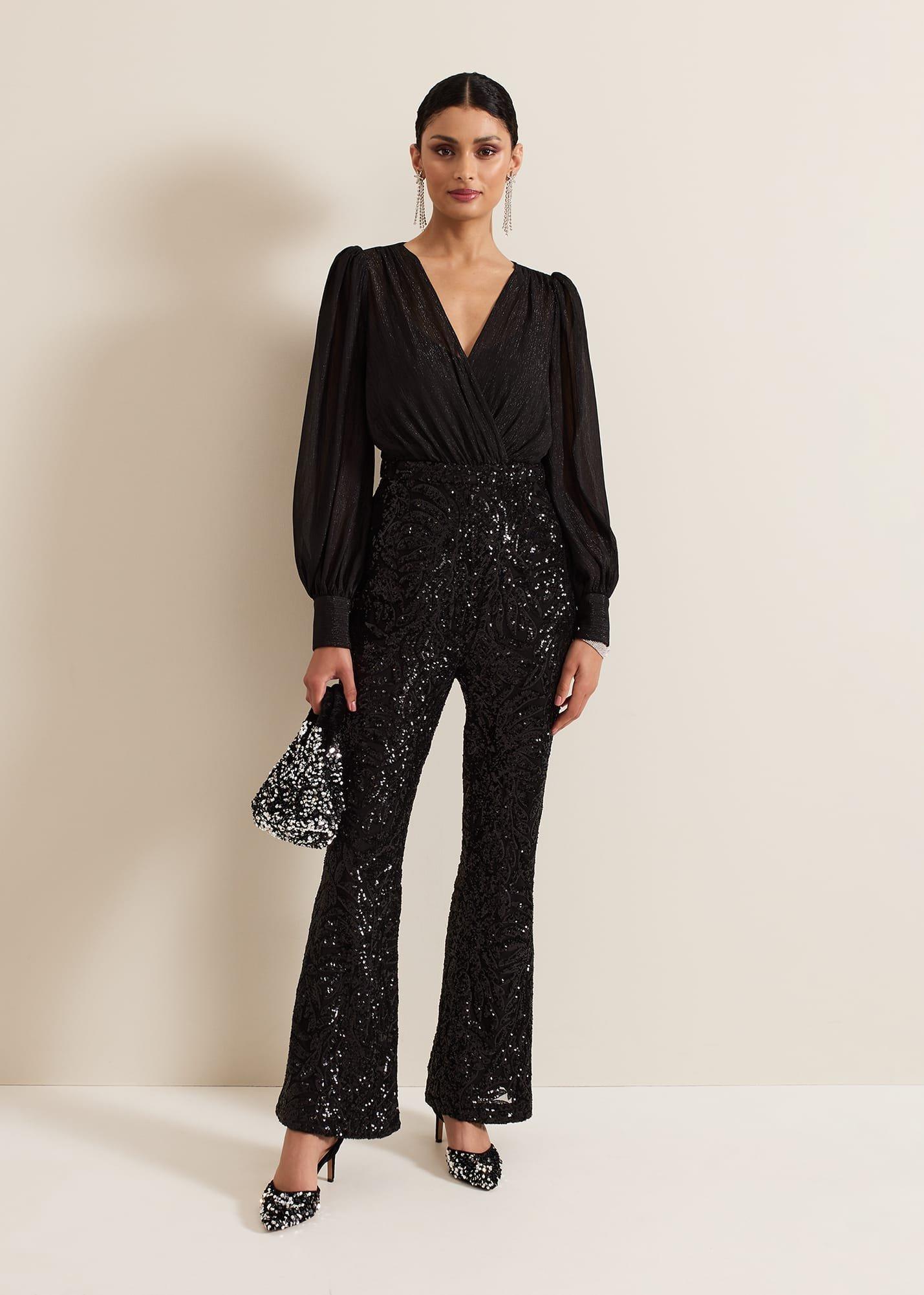 Milena Black Sequin Jumpsuit