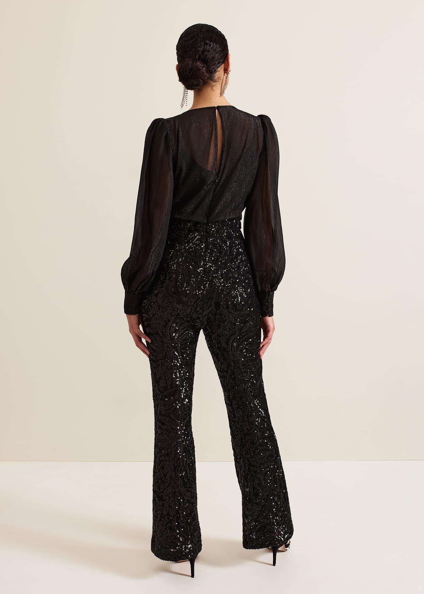 Milena Black Sequin Jumpsuit