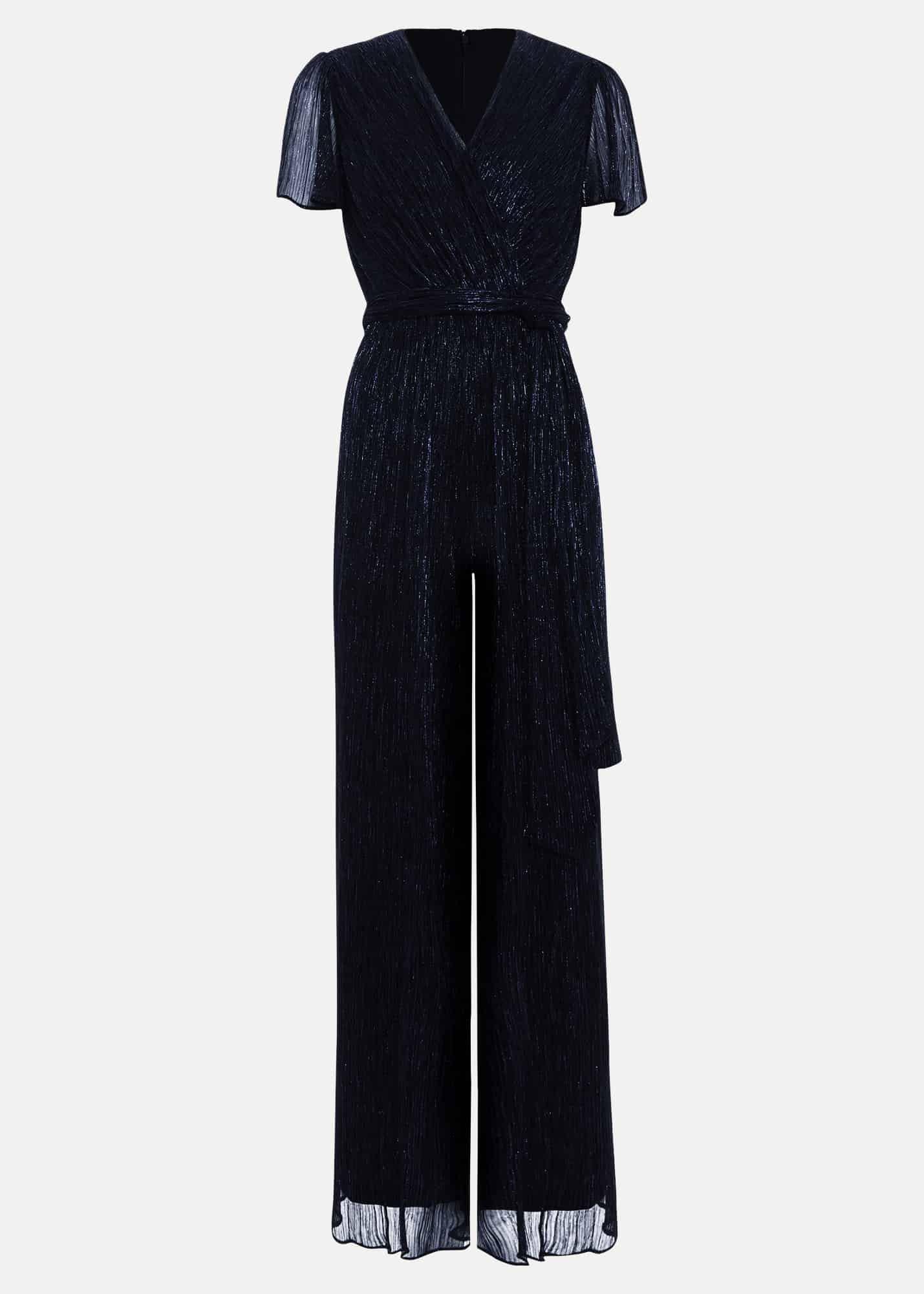 Petite Stella Blue Plisse Jumpsuit