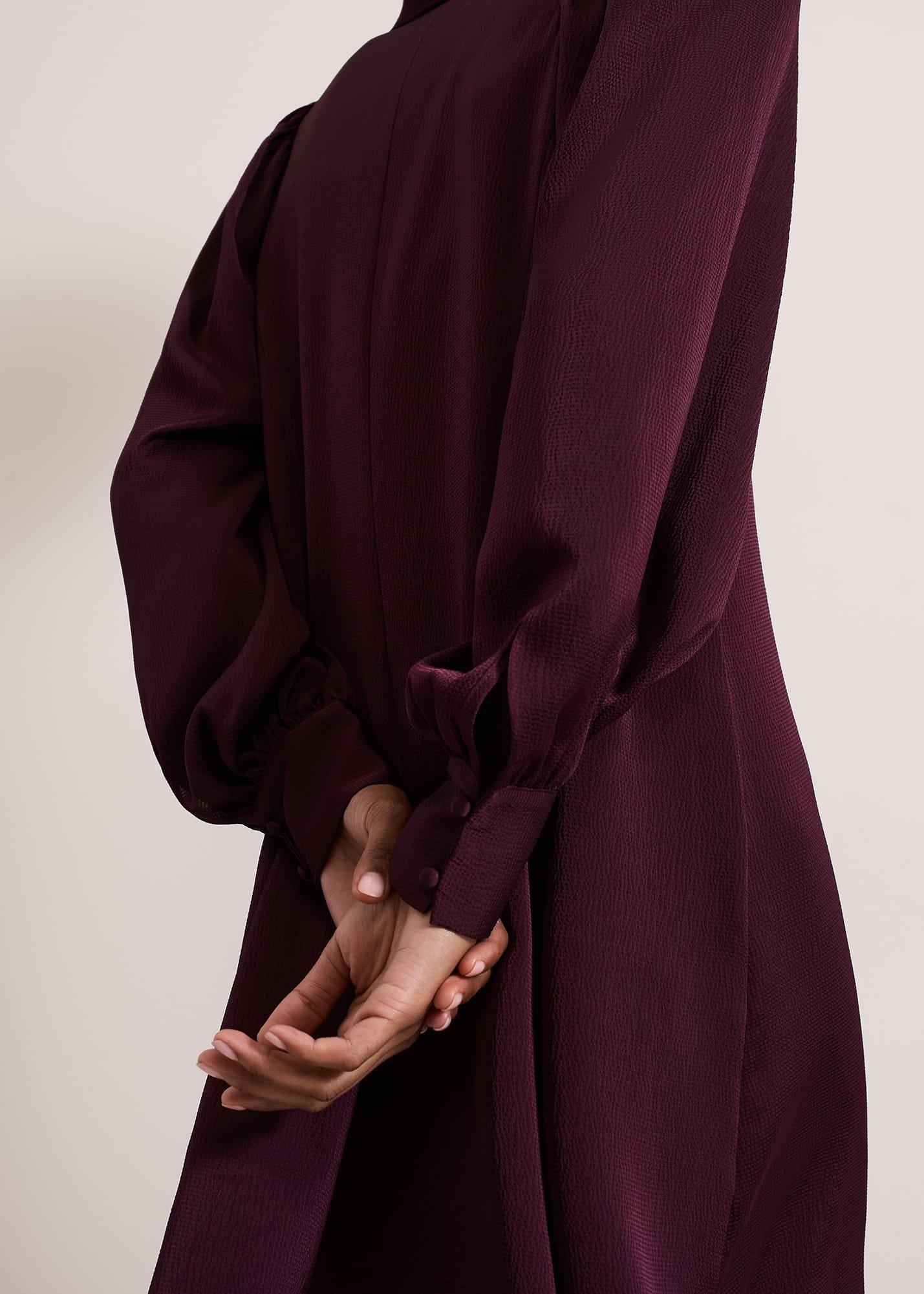 Tila Burgundy Embellished Shirt Dress