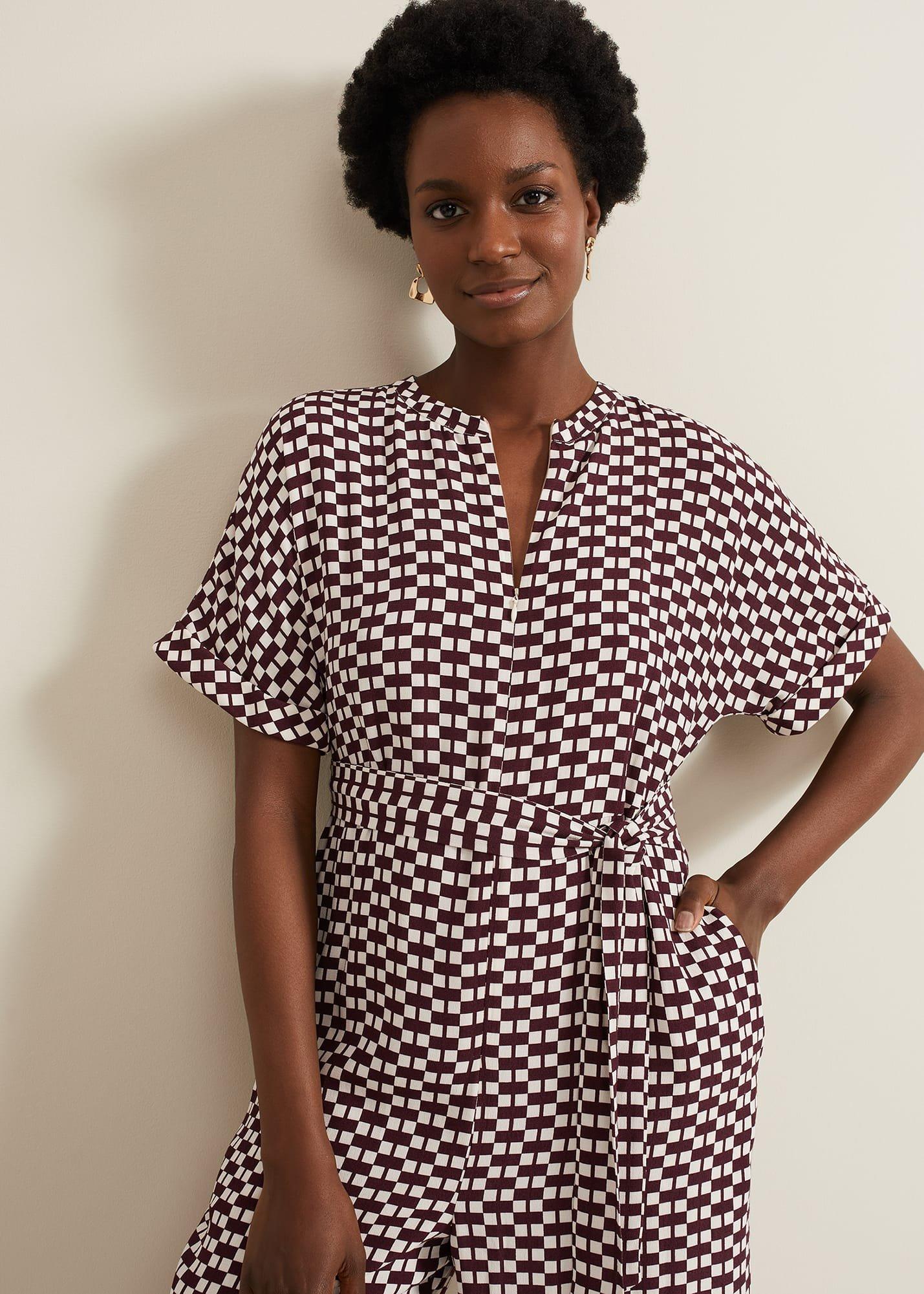 Andra Geo Tie Waist Jumpsuit