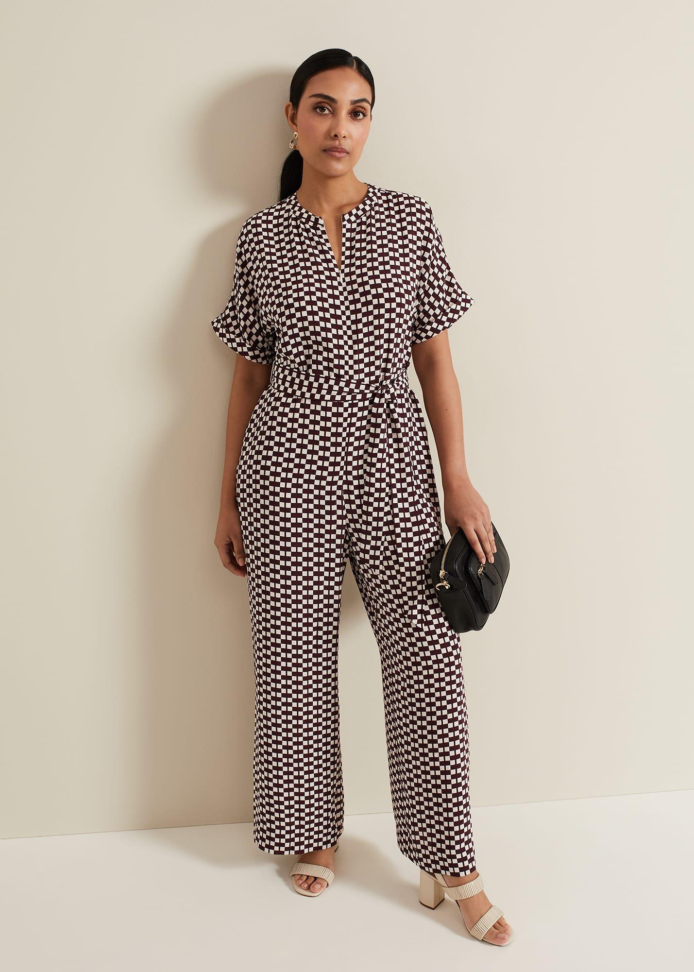Petite Andra Geo Tie Waist Jumpsuit
