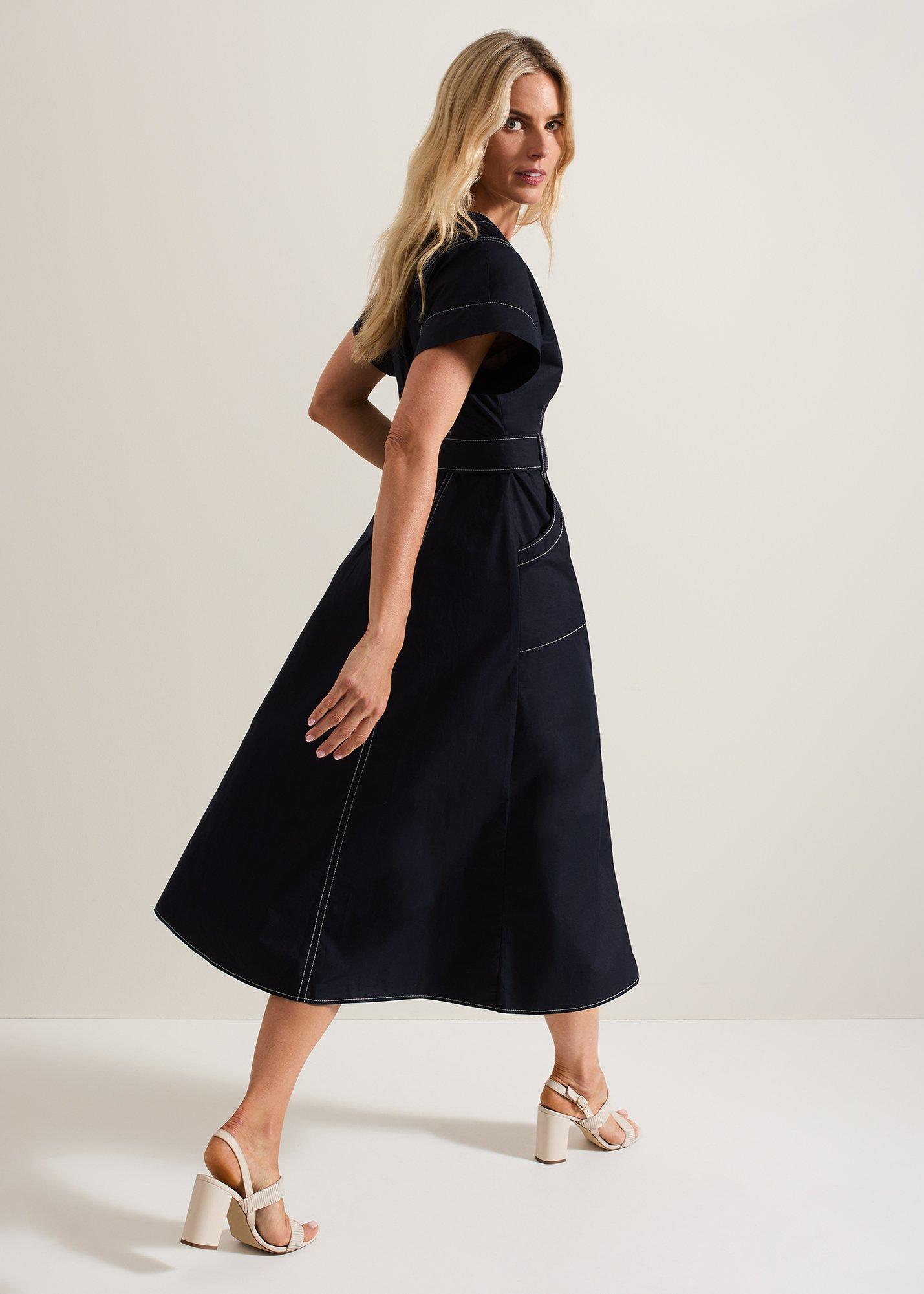 Annalie Navy Utility Midi Dress