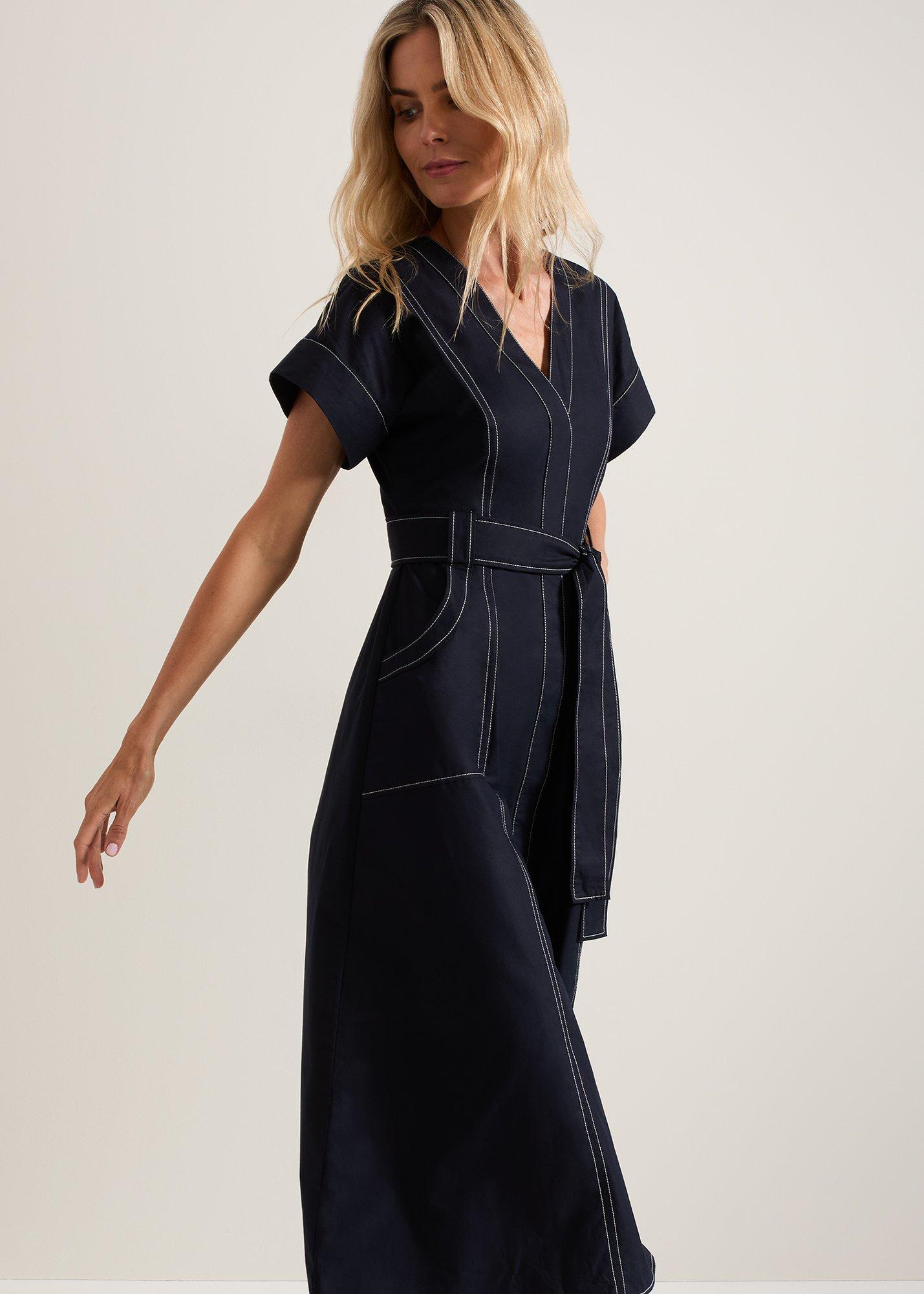 Annalie Navy Utility Midi Dress