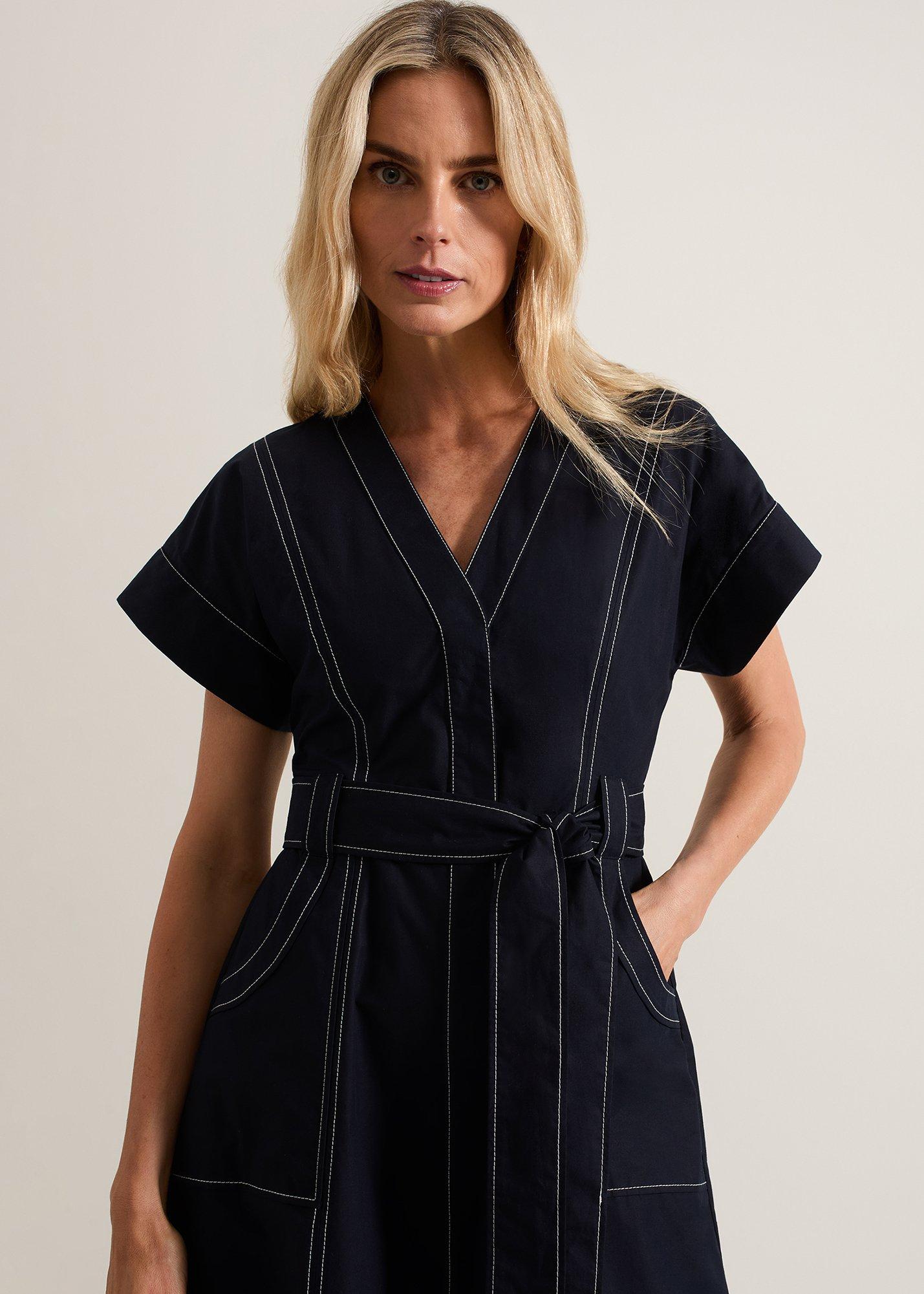 Annalie Navy Utility Midi Dress