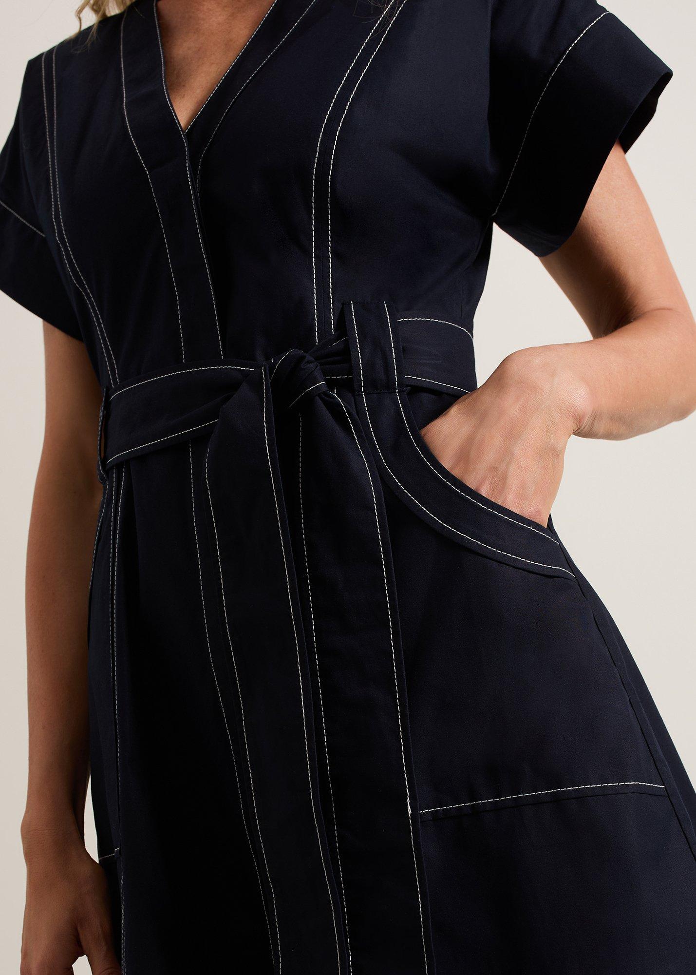 Annalie Navy Utility Midi Dress