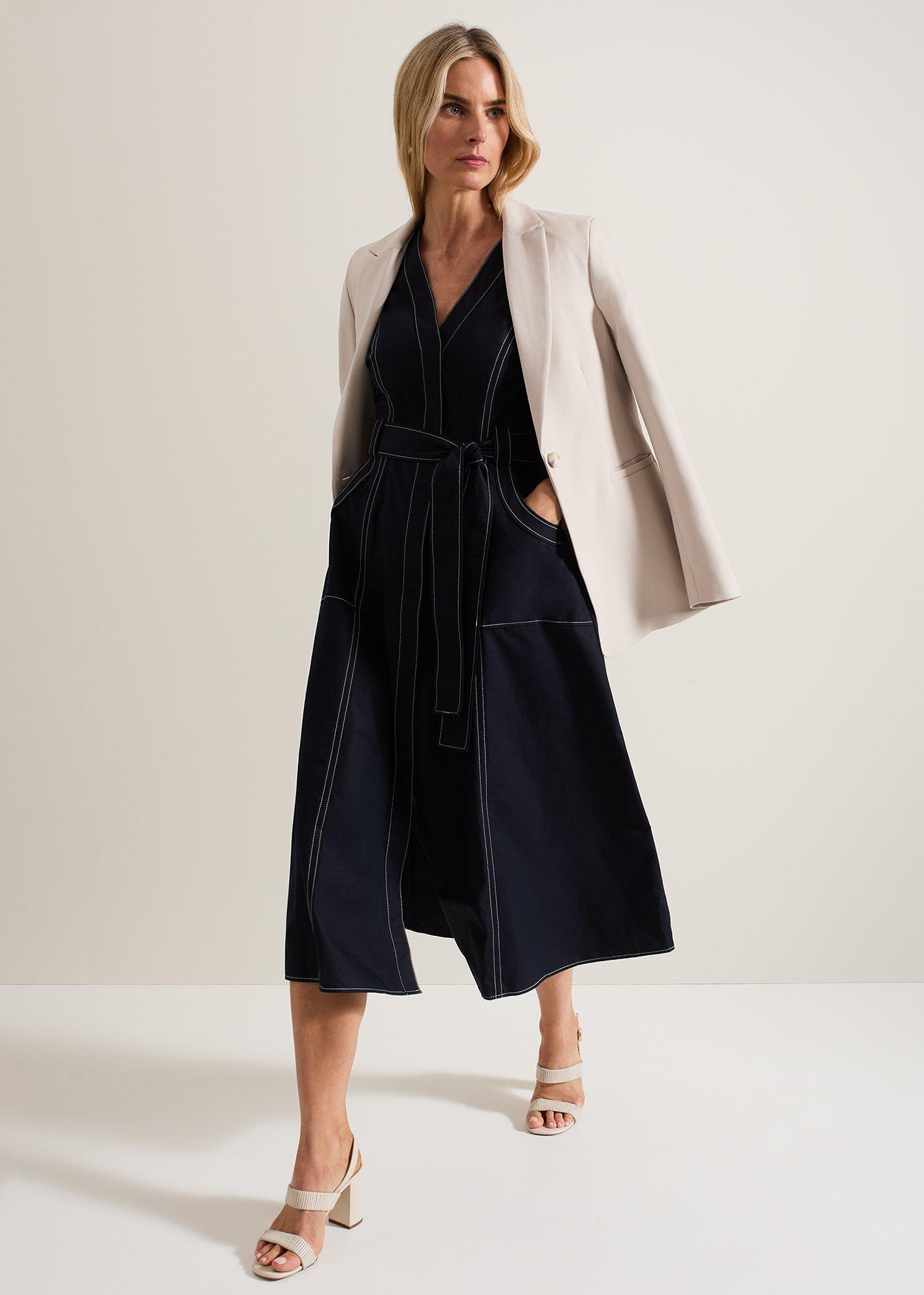 Annalie Navy Utility Midi Dress