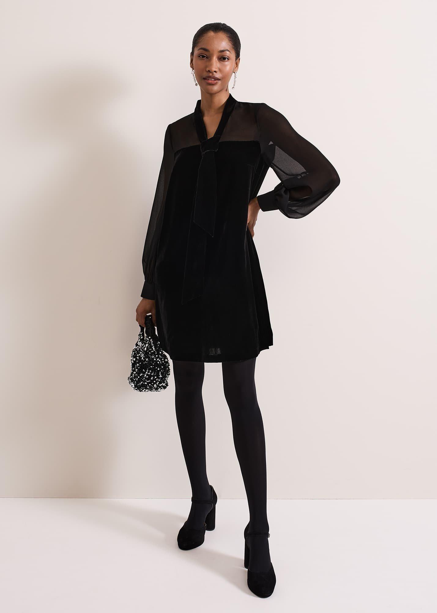 Seraphine Black Velvet Tunic Dress