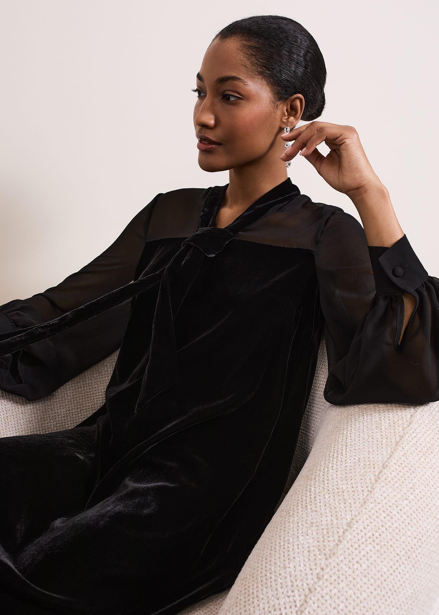 Seraphine Black Velvet Tunic Dress