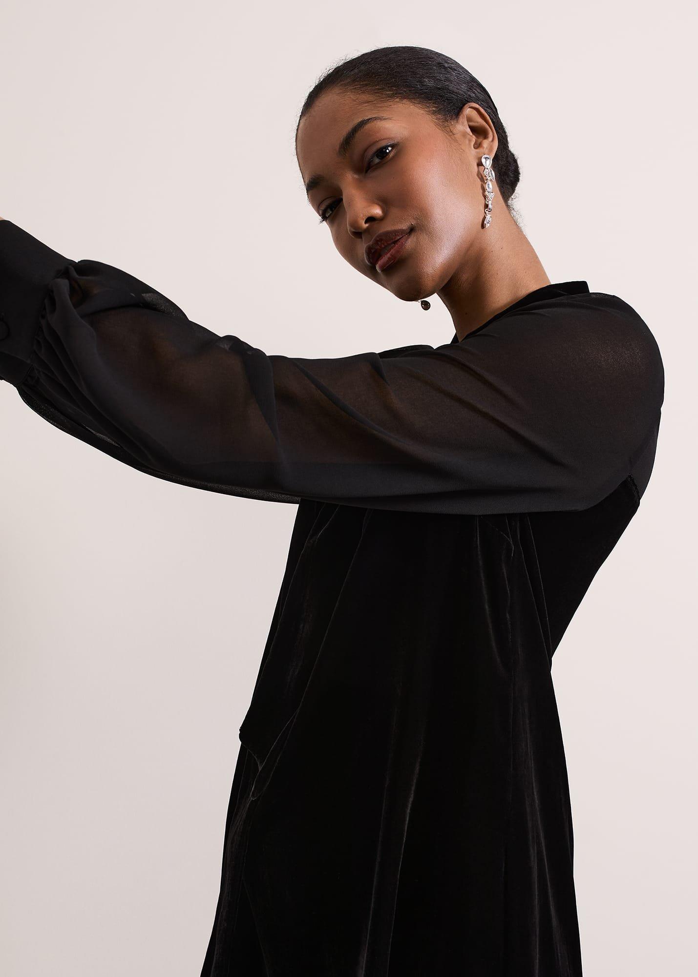 Seraphine Black Velvet Tunic Dress