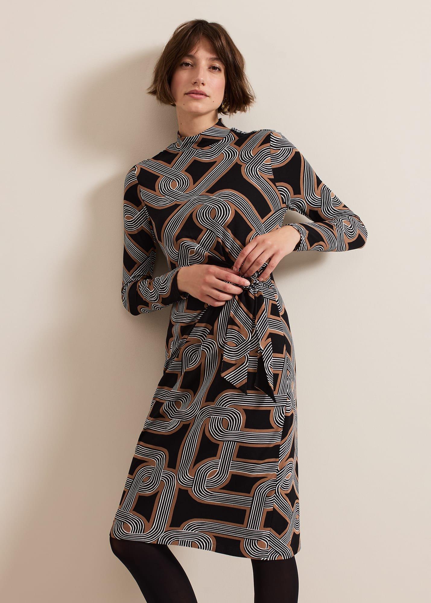 Margot Black Jersey Fitted Midi Dress