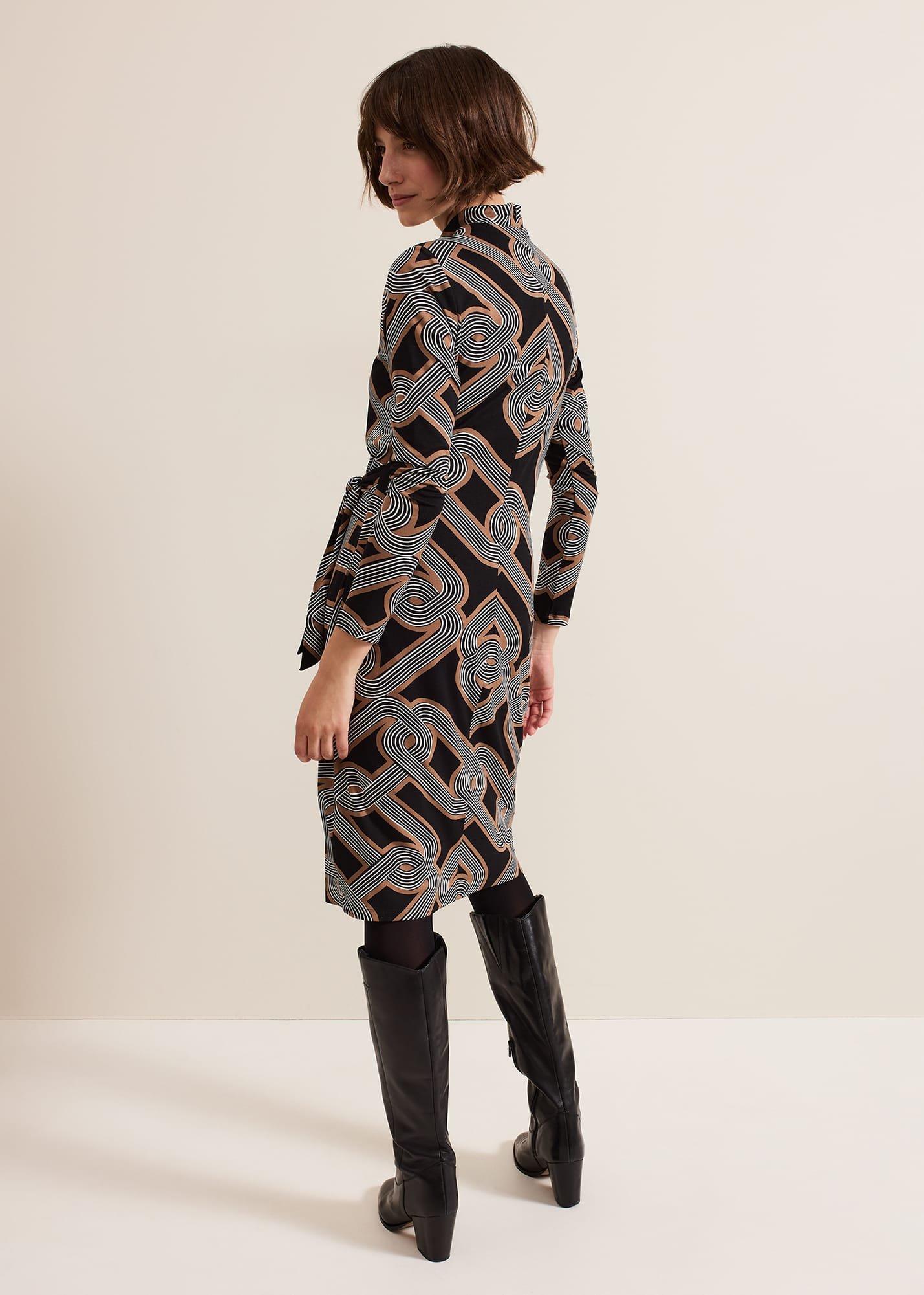 Margot Black Jersey Fitted Midi Dress