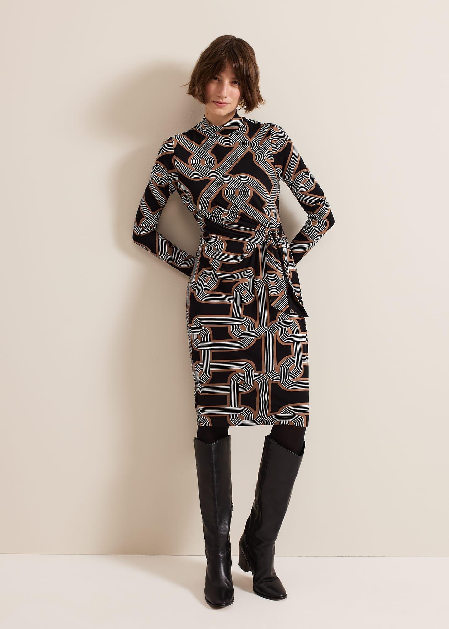 Margot Black Jersey Fitted Midi Dress