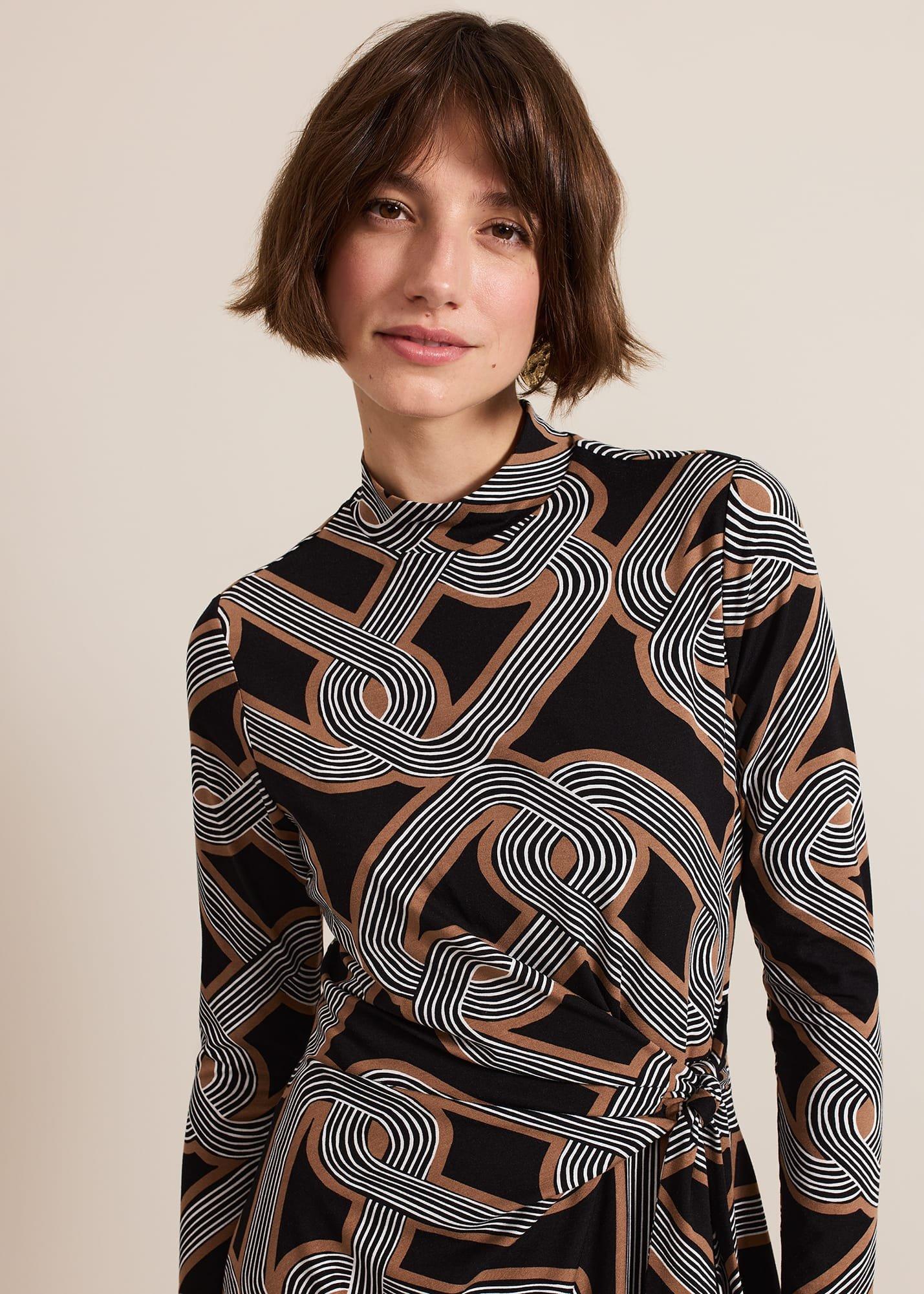 Margot Black Jersey Fitted Midi Dress