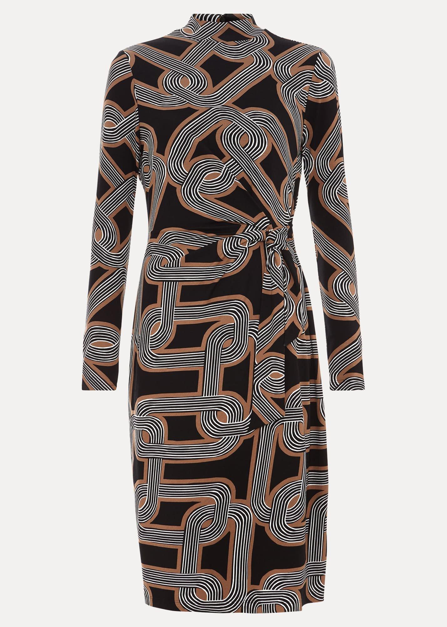 Margot Black Jersey Fitted Midi Dress