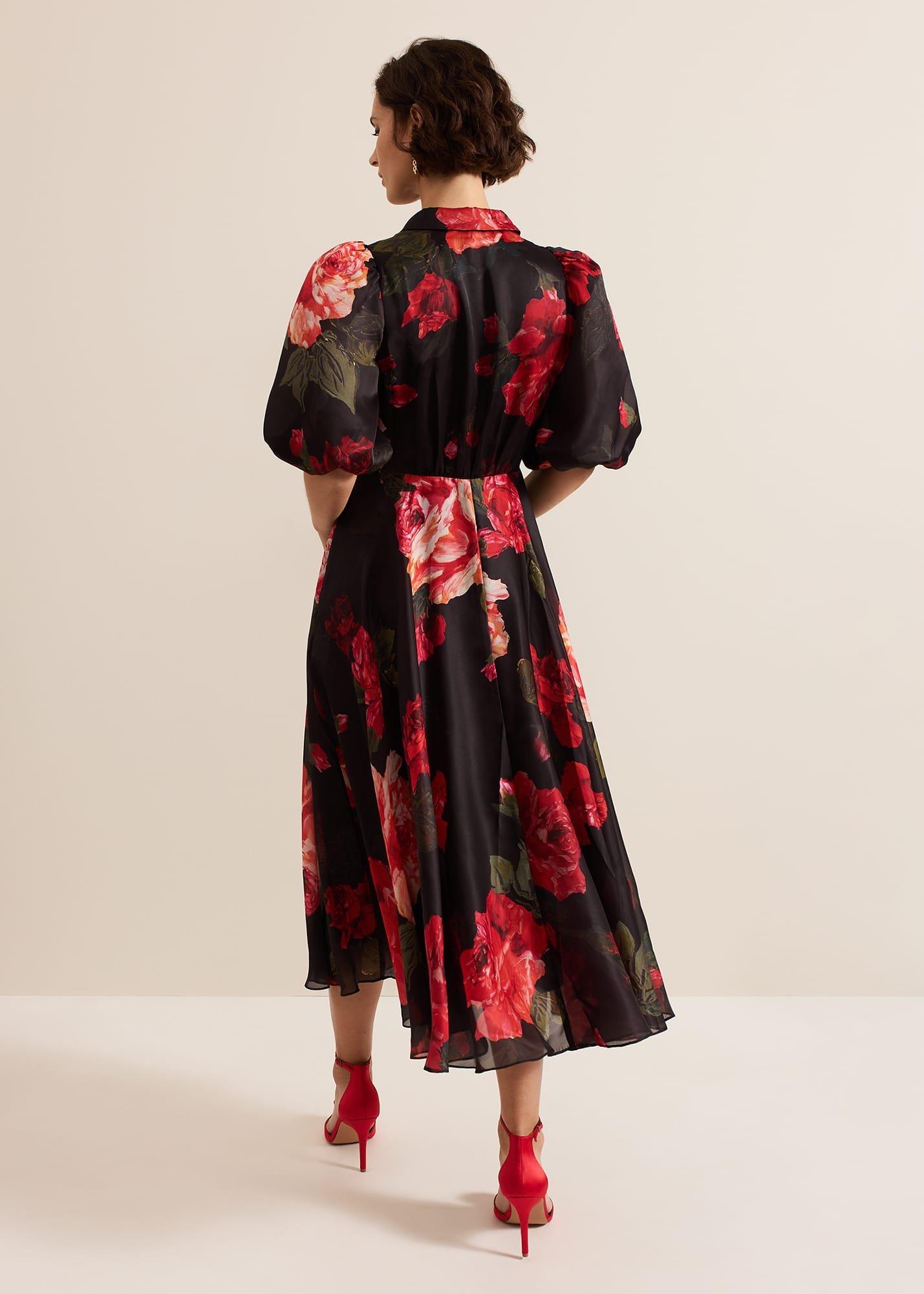 ${product-id}-Cilla Floral Shirt Midi Dress-Black/Multi-${view-type}
