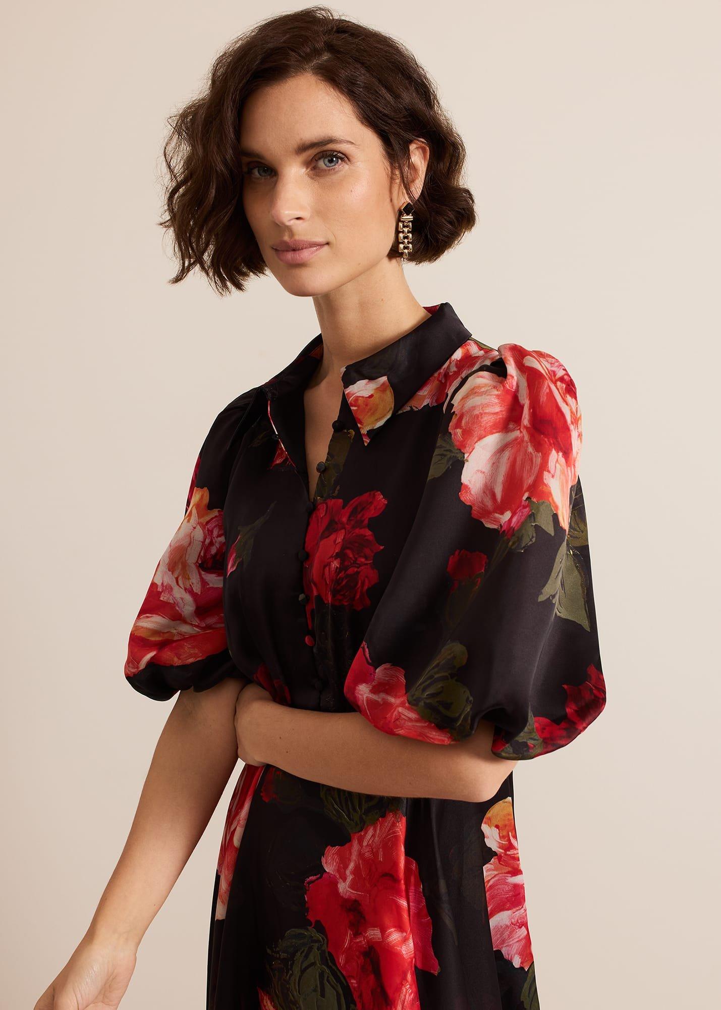 ${product-id}-Cilla Floral Shirt Midi Dress-Black/Multi-${view-type}