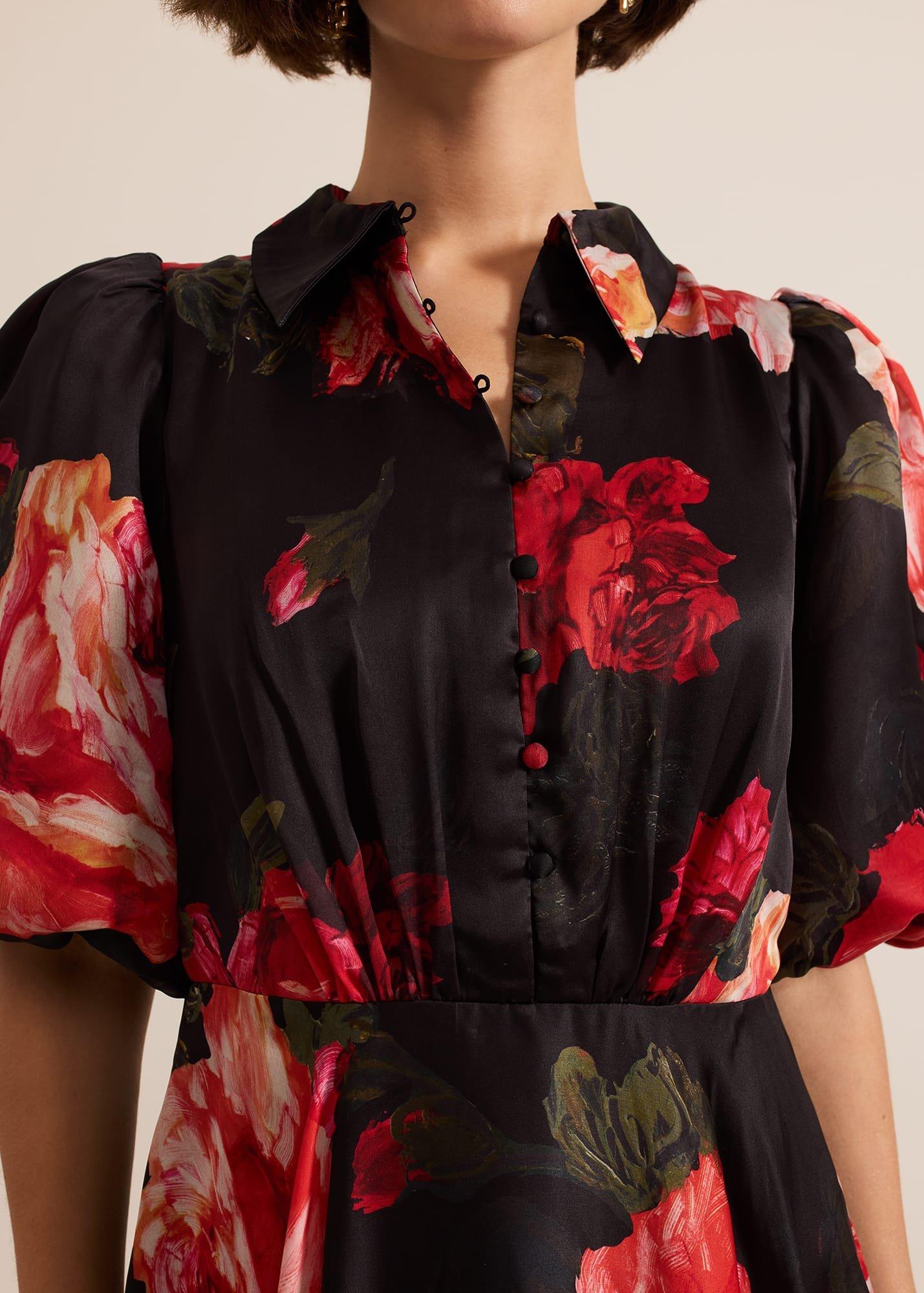 ${product-id}-Cilla Floral Shirt Midi Dress-Black/Multi-${view-type}