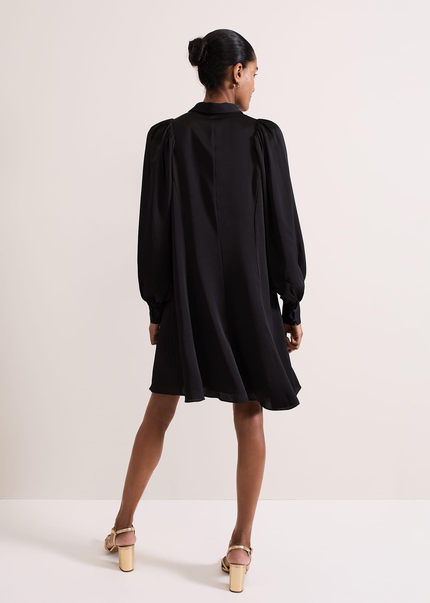 ${product-id}-Tila Black Satin Embellished Shirt Dress-Black-${view-type}