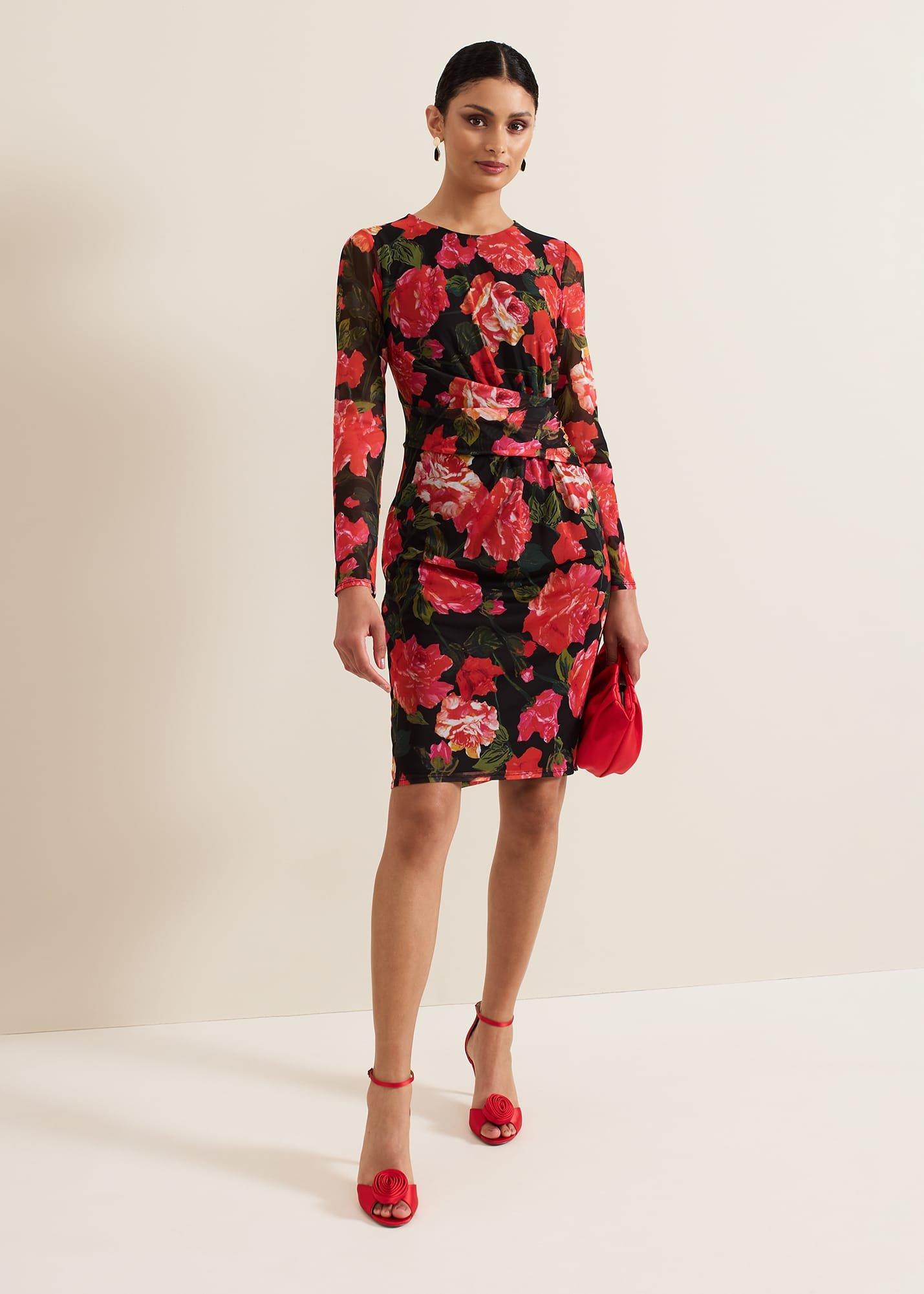 ${product-id}-Roshni Mesh Floral Midi Dress-Black/Multi-${view-type}