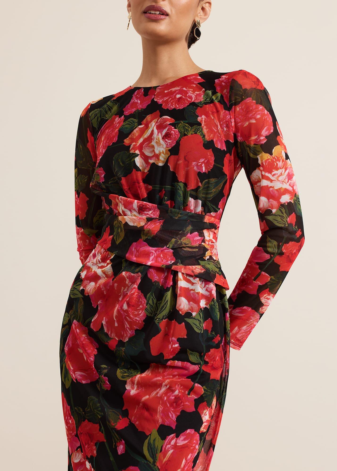 ${product-id}-Roshni Mesh Floral Midi Dress-Black/Multi-${view-type}
