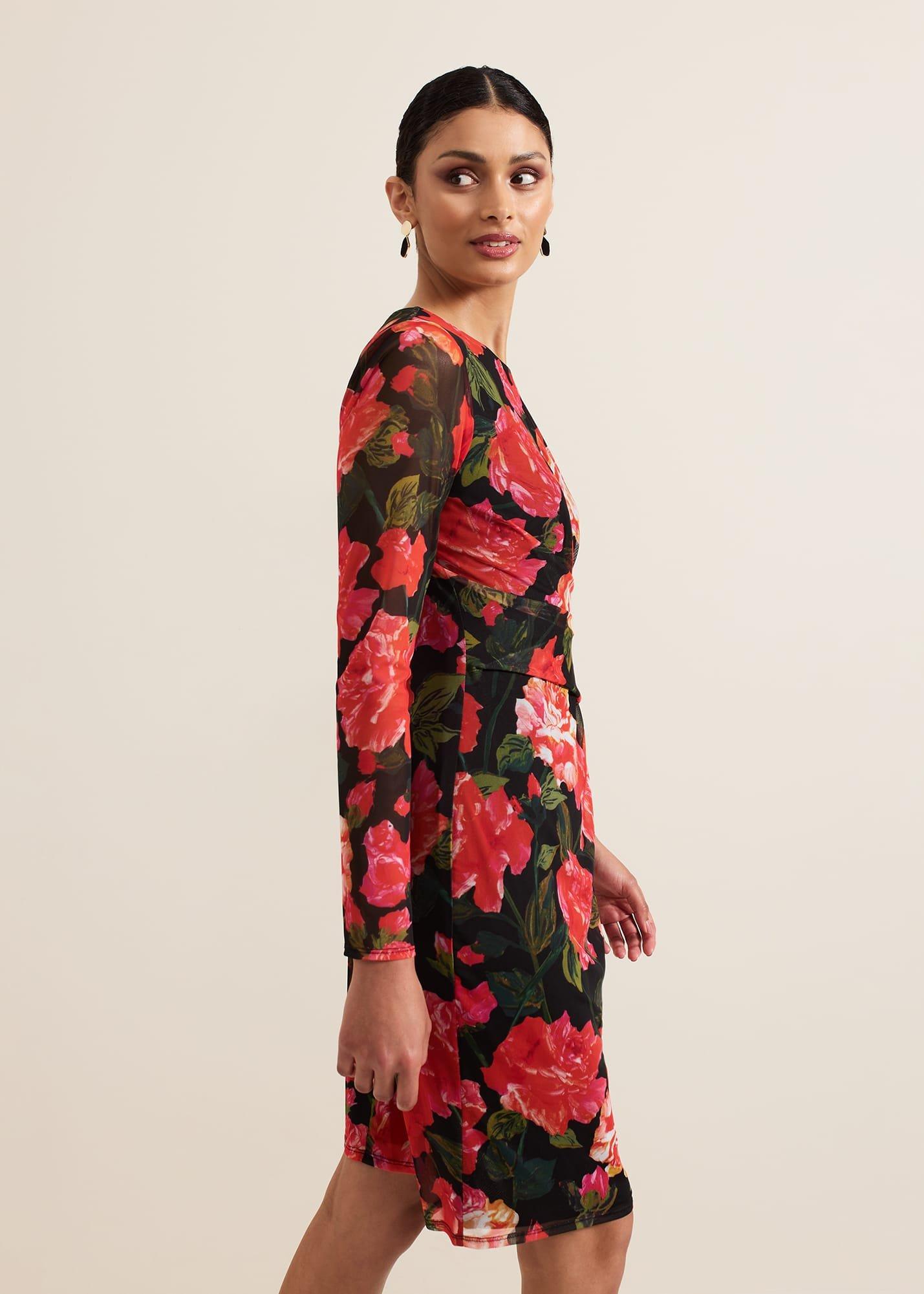 ${product-id}-Roshni Mesh Floral Midi Dress-Black/Multi-${view-type}