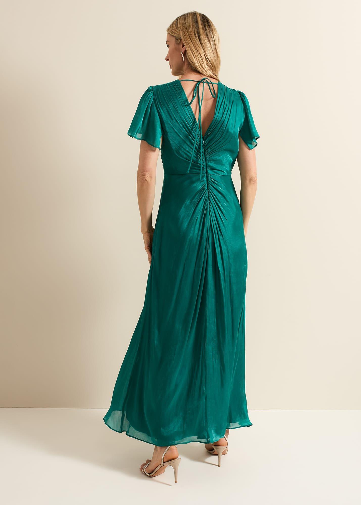 Abbey Green Satin Maxi Dress