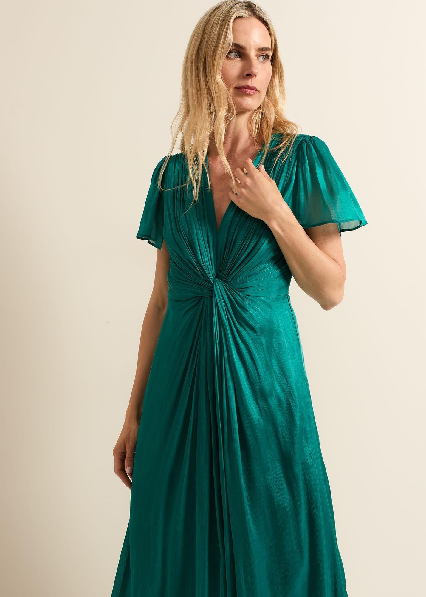 Abbey Green Satin Maxi Dress