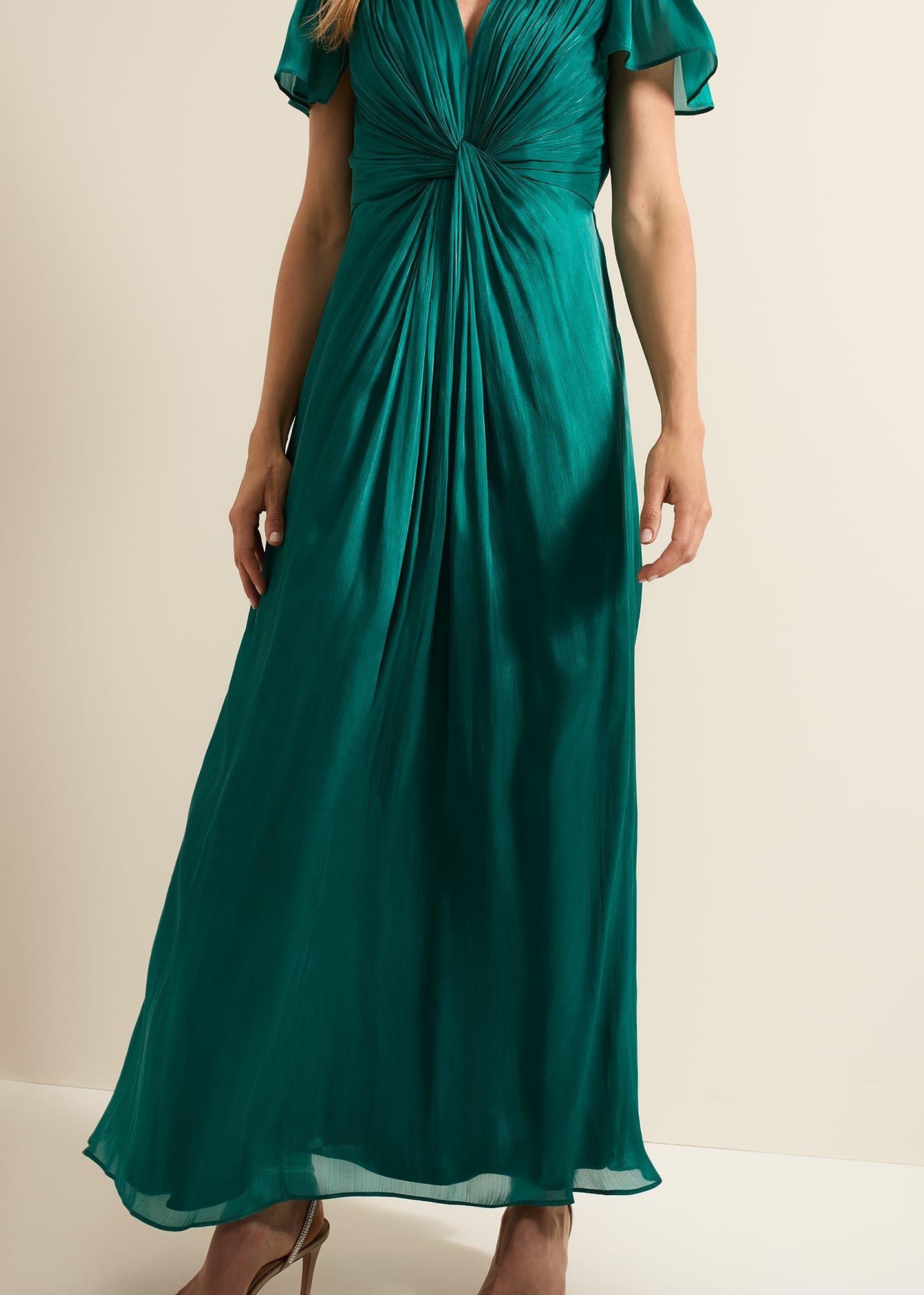 Abbey Green Satin Maxi Dress