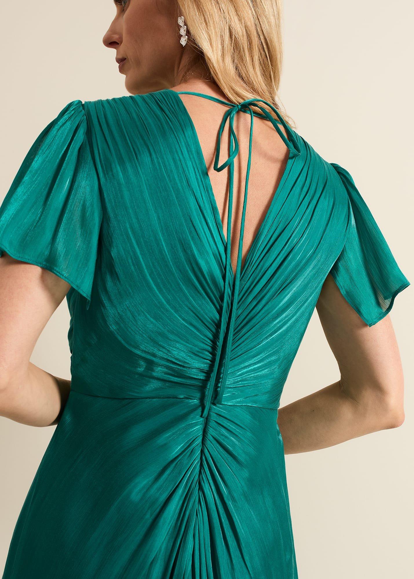 Abbey Green Satin Maxi Dress