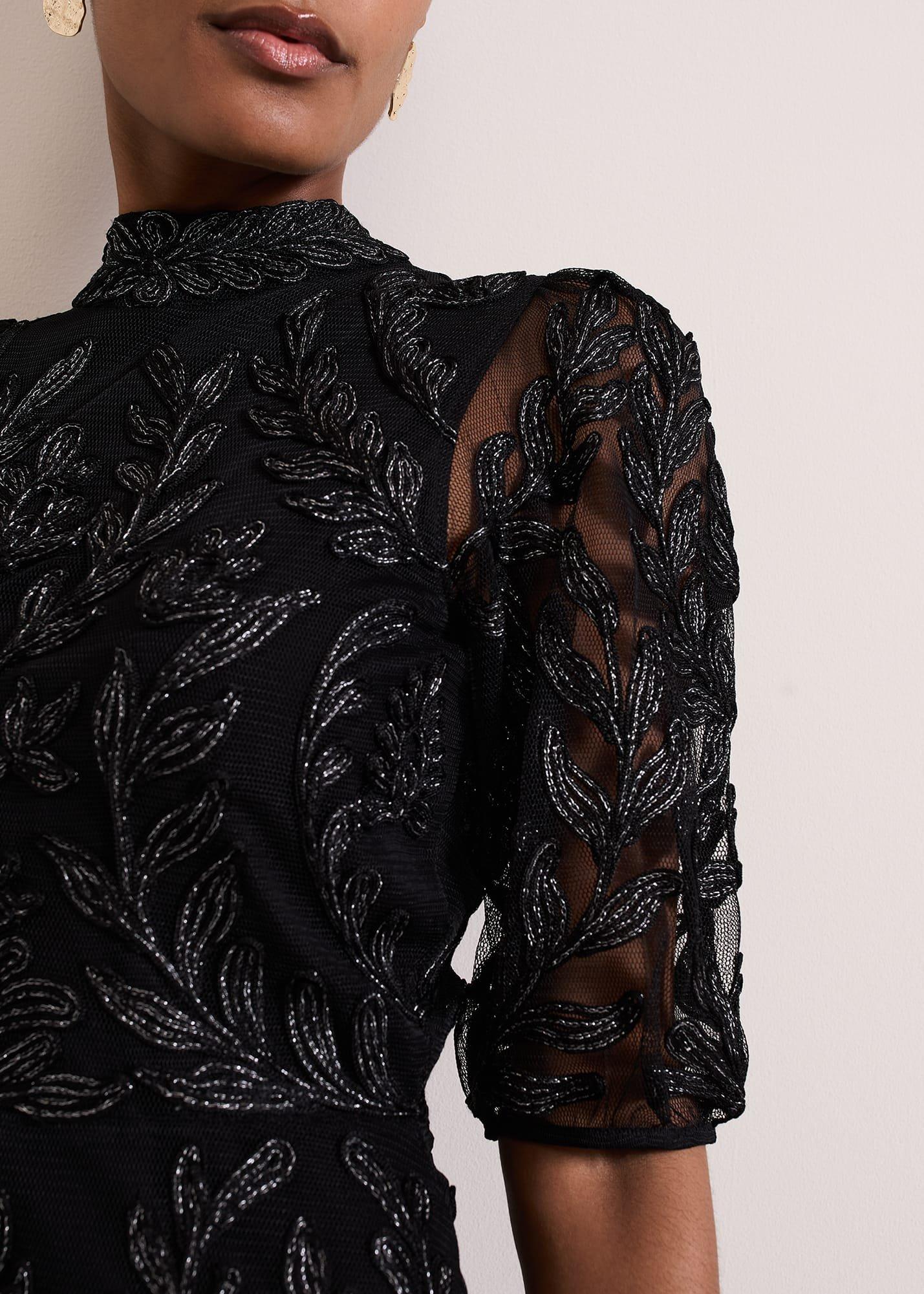 ${product-id}-Misha Tapework Shimmer Dress-Black-${view-type}