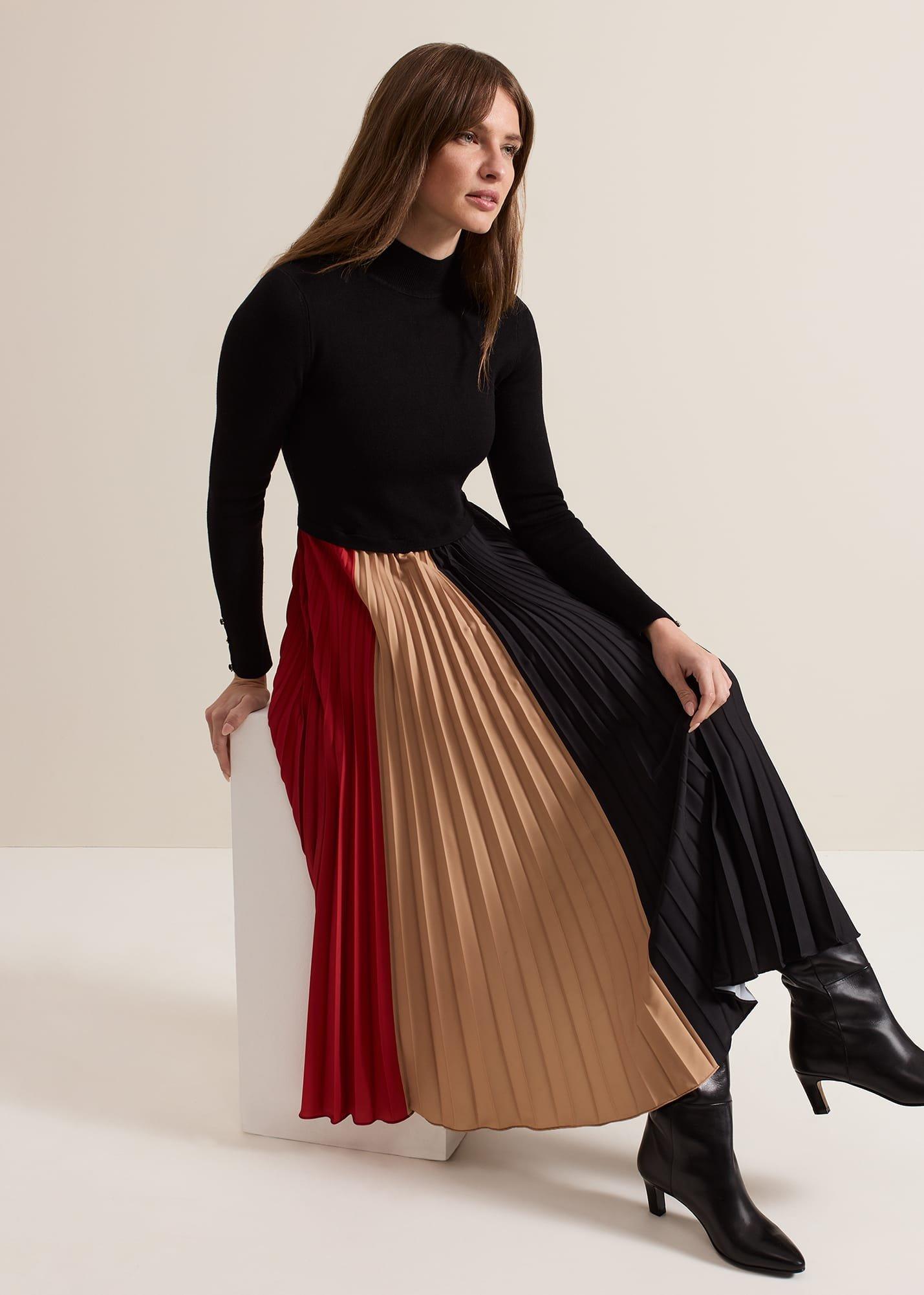 Petite Kiera Colourblock Midi Dress