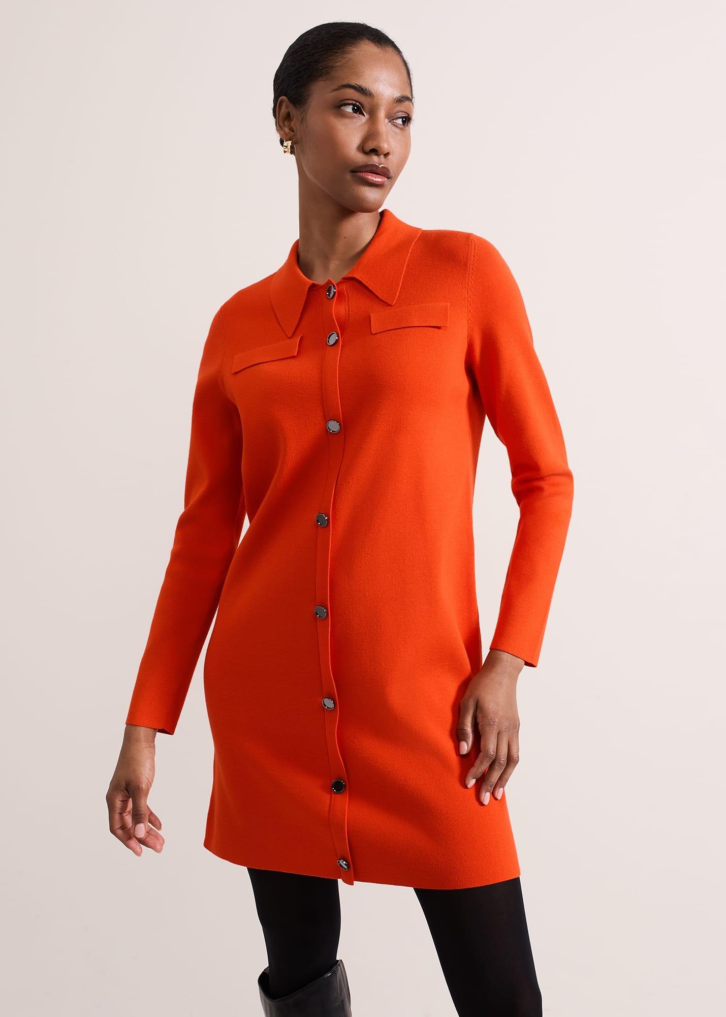 Azealia Fine Knit Collared Tunic Dress