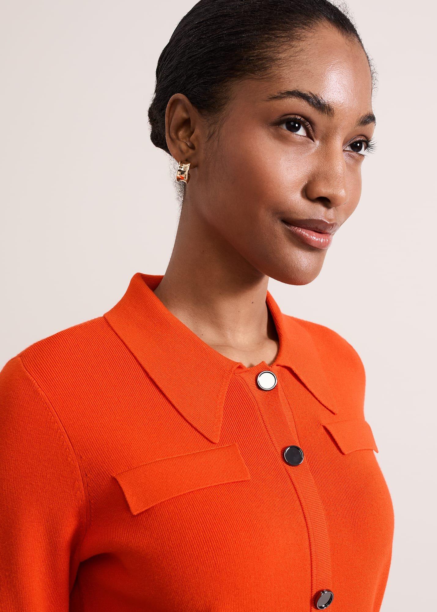 ${product-id}-Azealia Fine Knit Collared Tunic Dress-Orange-${view-type}