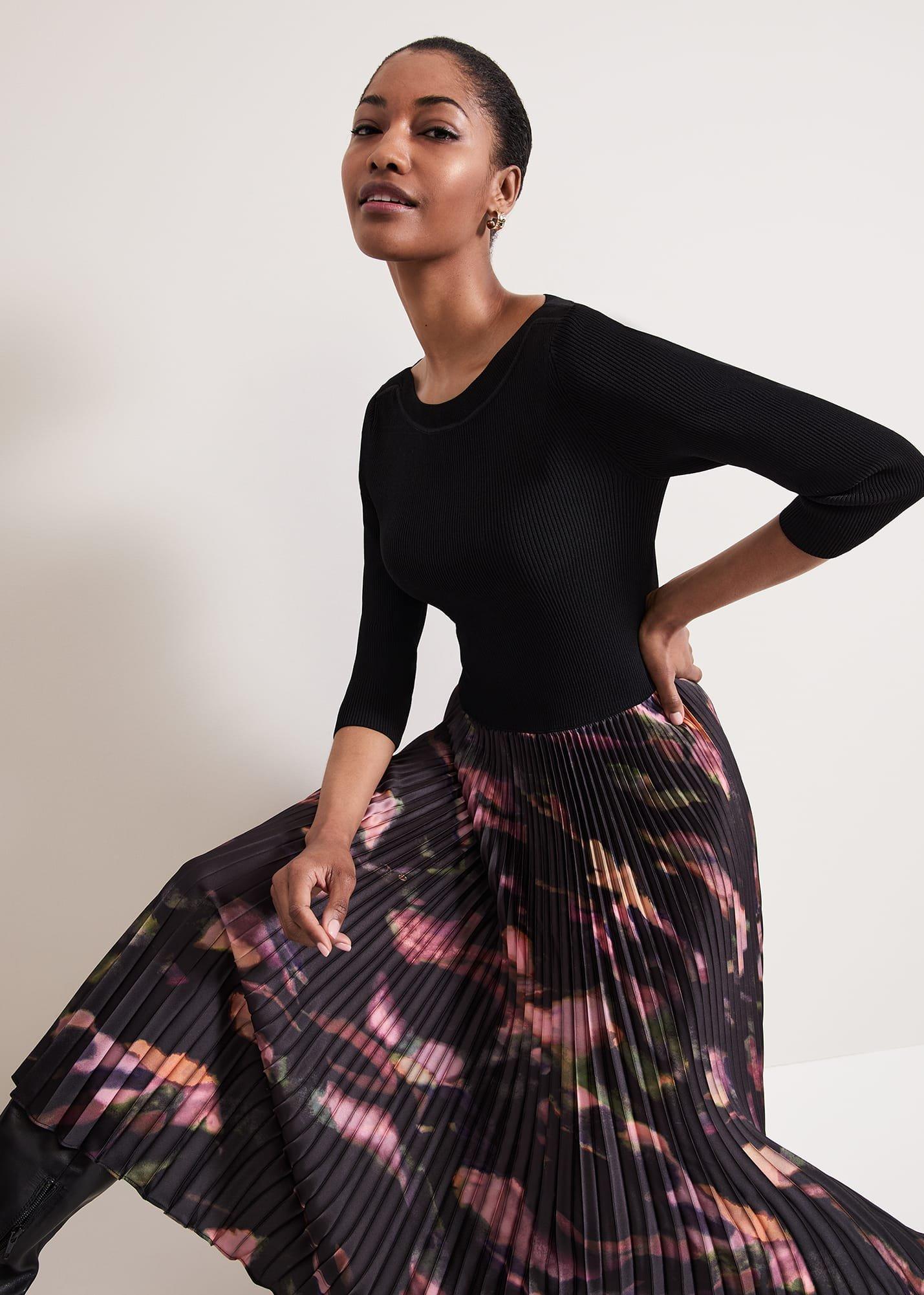 Rhea Woven Hem Abstract Dress