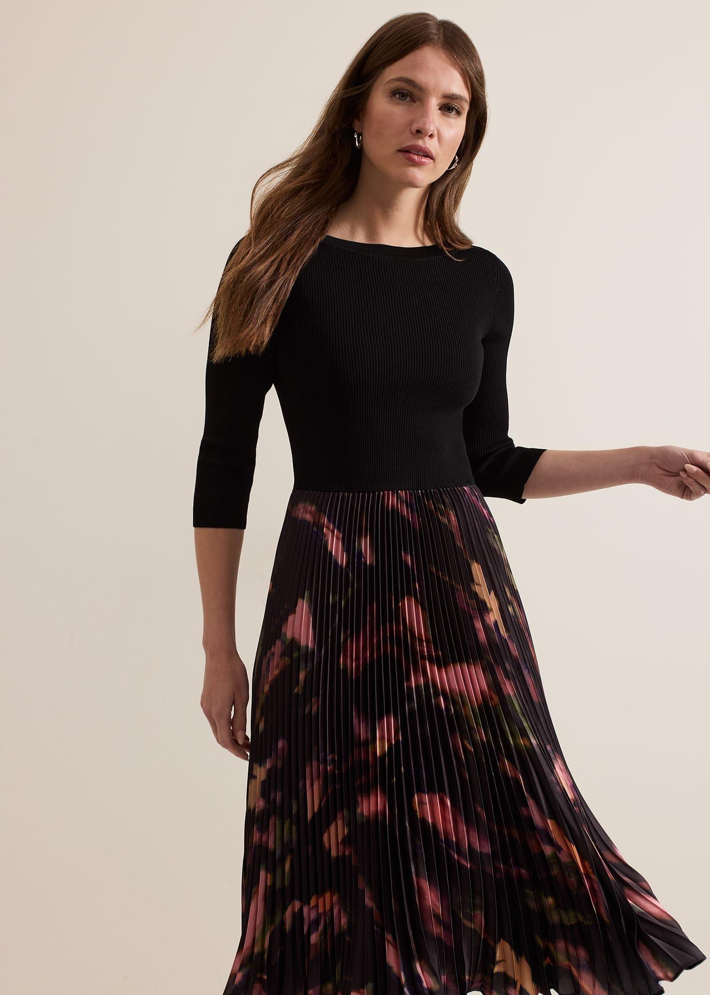 Petite Rhea Woven Hem Abstract Dress