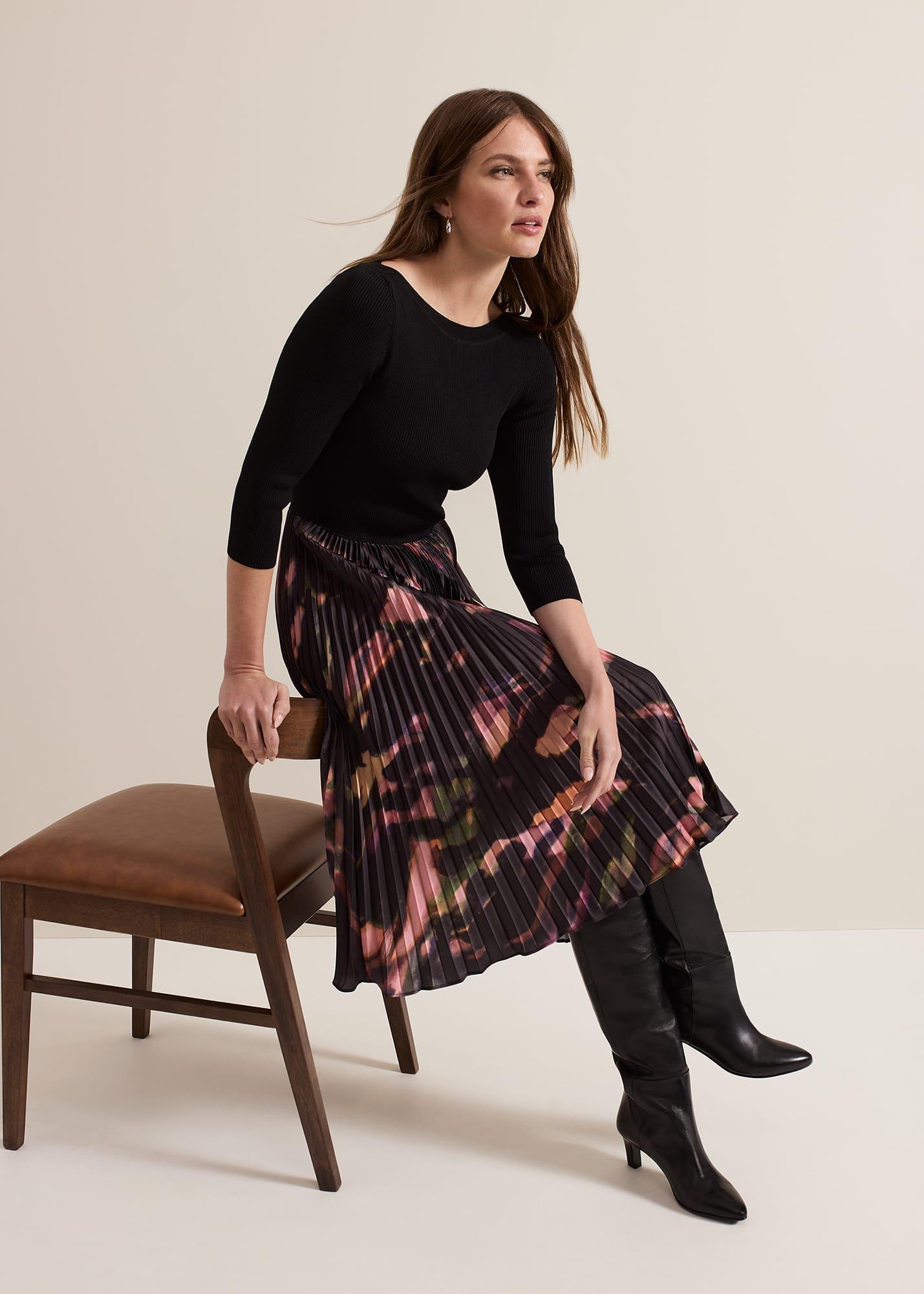 Petite Rhea Woven Hem Abstract Dress