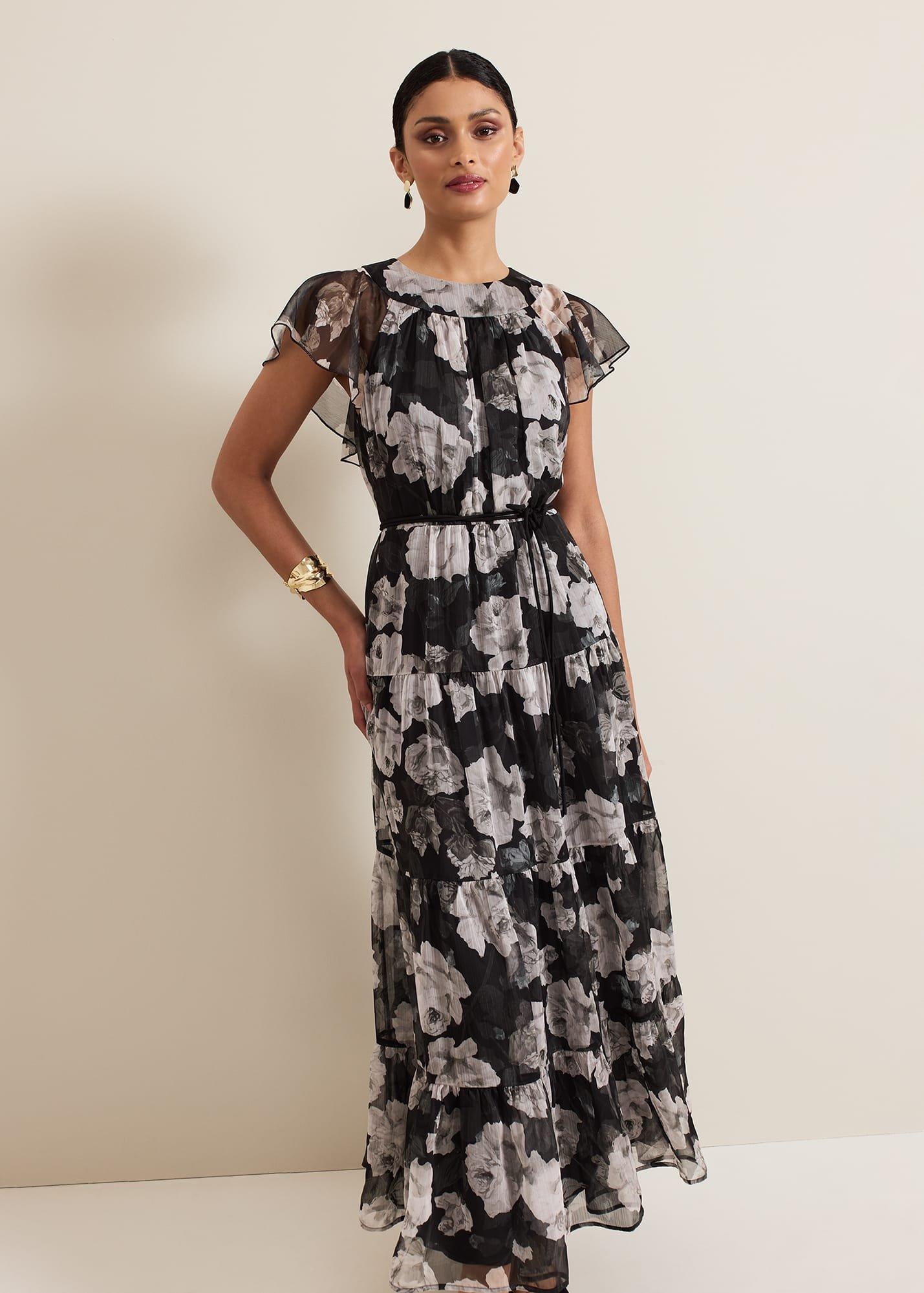 ${product-id}-Jordine Floral Print Midaxi Dress-Multi-Coloured-${view-type}