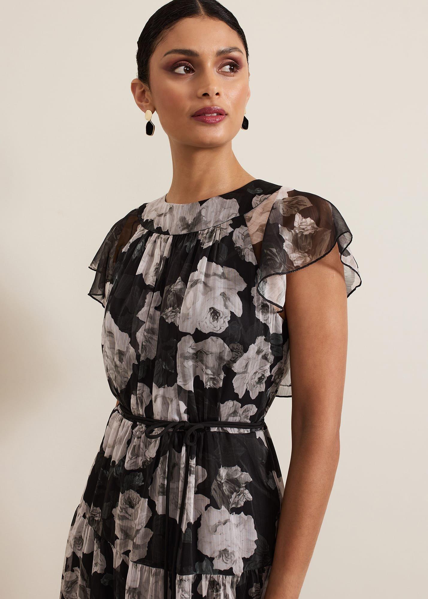 ${product-id}-Jordine Floral Print Midaxi Dress-Multi-Coloured-${view-type}