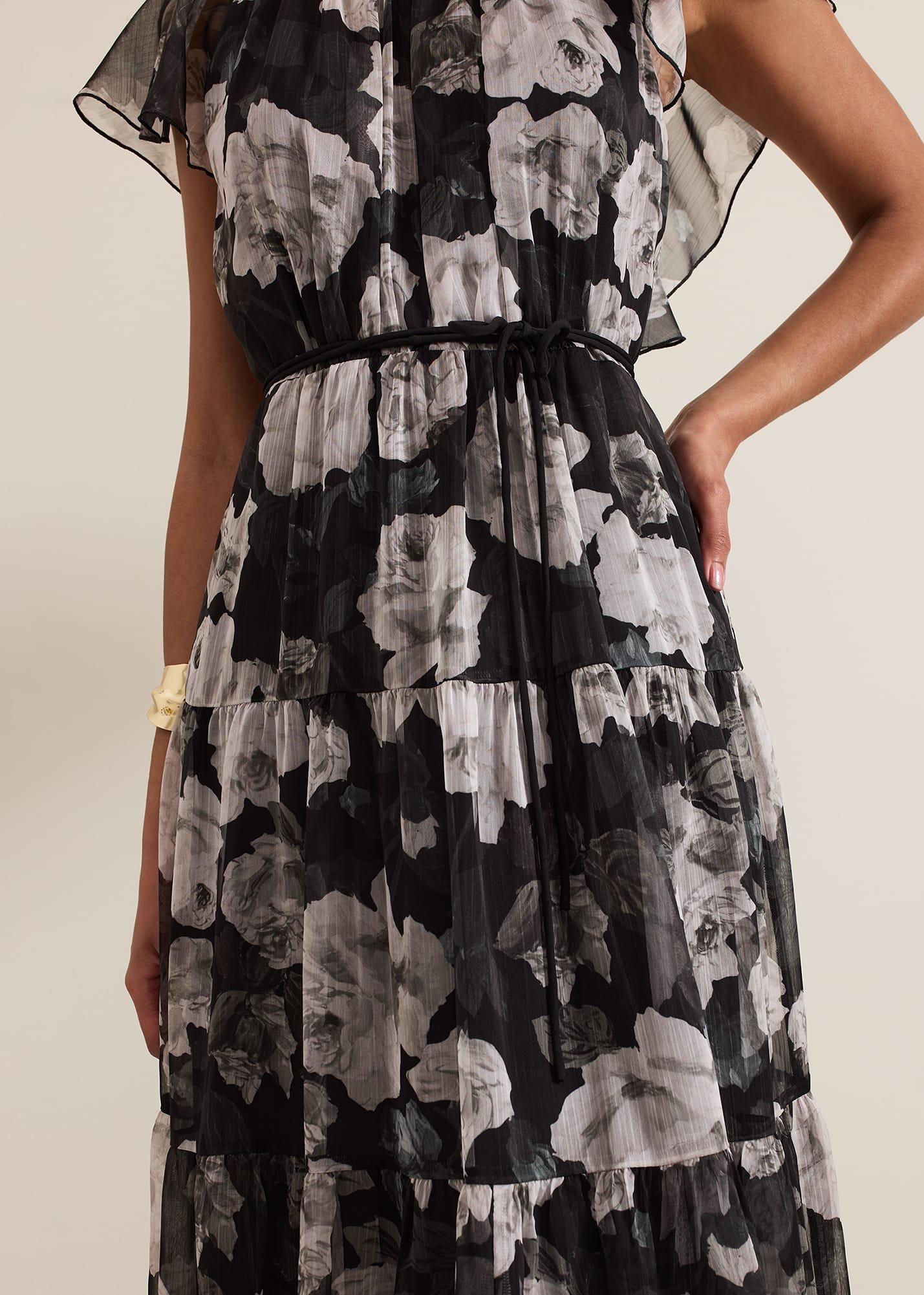 ${product-id}-Jordine Floral Print Midaxi Dress-Multi-Coloured-${view-type}