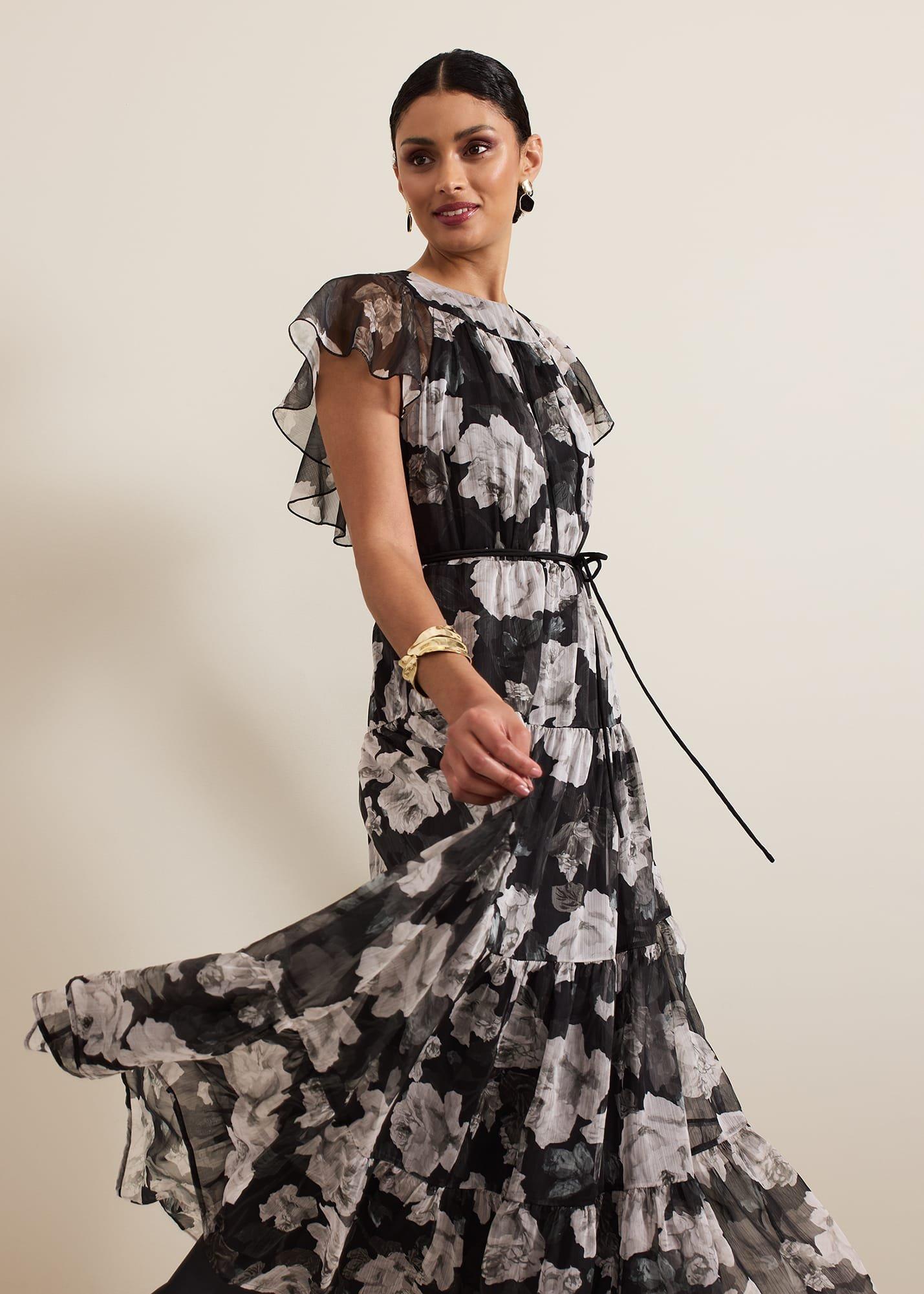 ${product-id}-Jordine Floral Print Midaxi Dress-Multi-Coloured-${view-type}