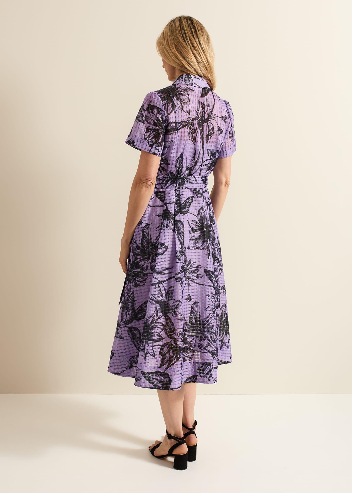 Natalie Lilac Floral Check Dress