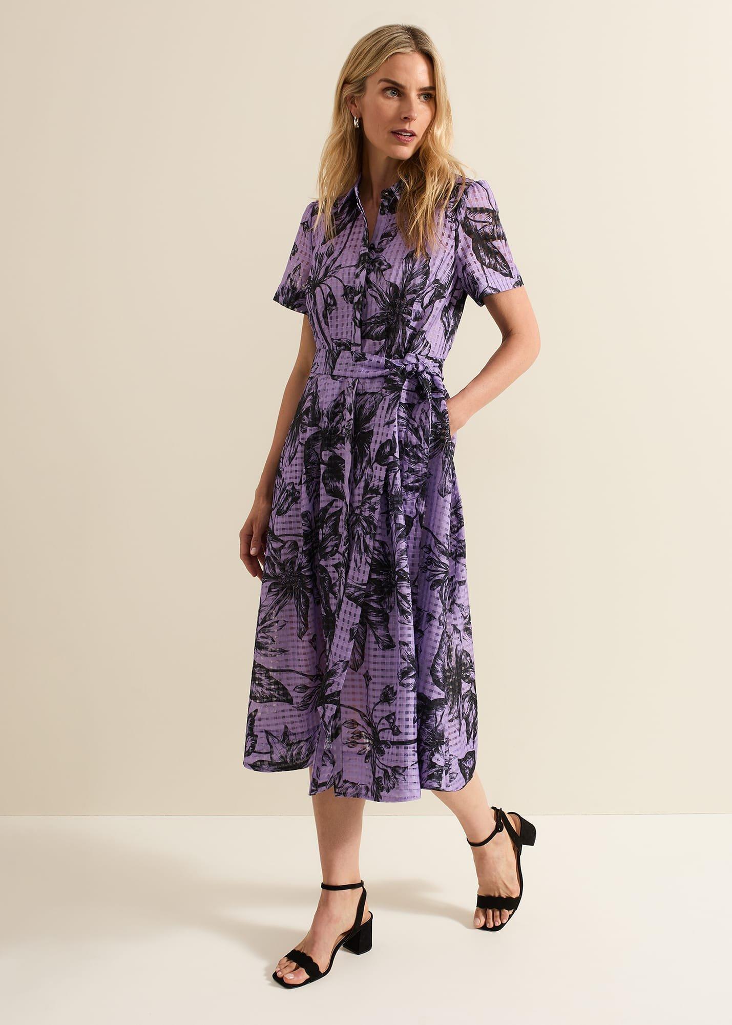 Natalie Lilac Floral Check Dress