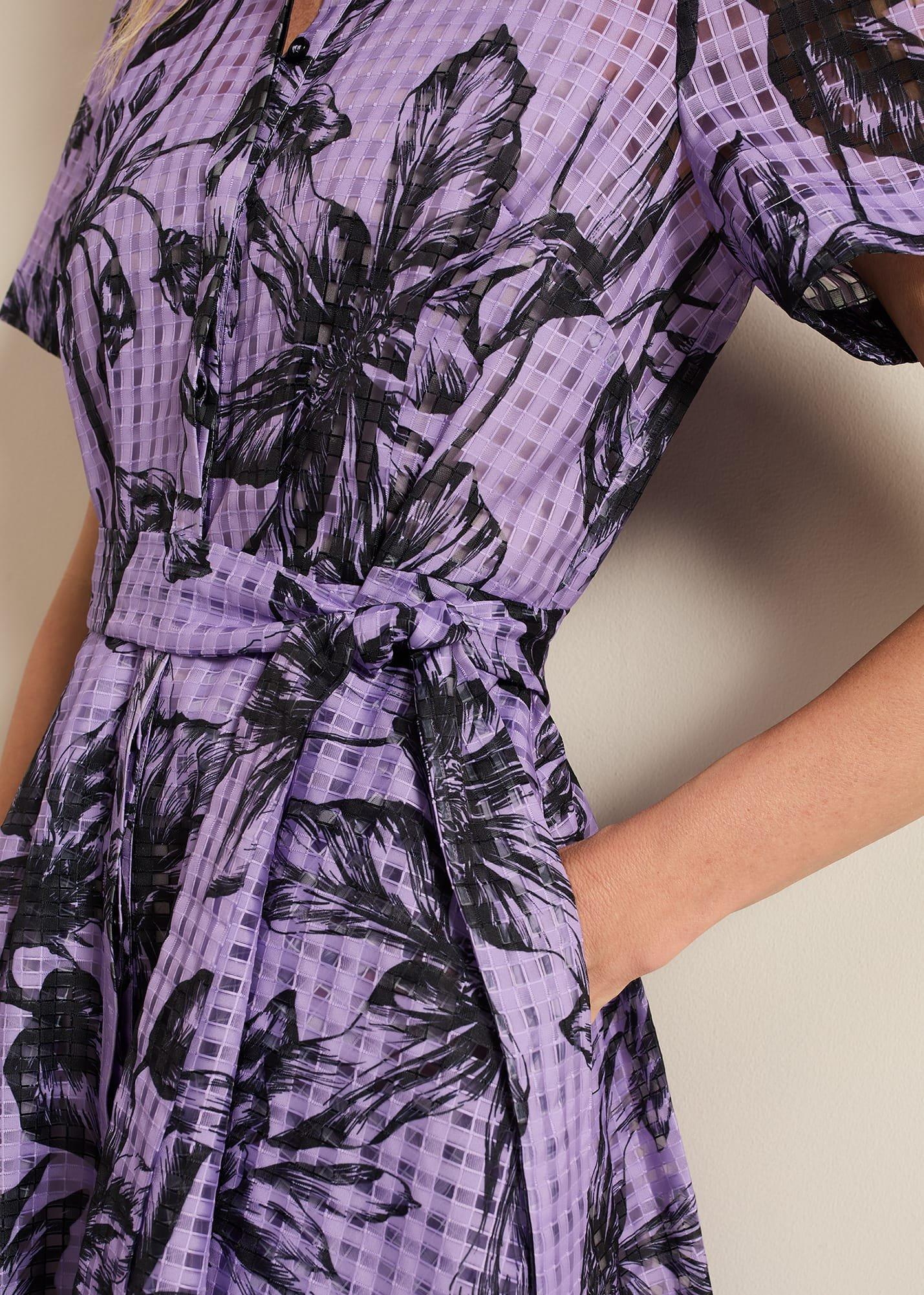 Natalie Lilac Floral Check Dress