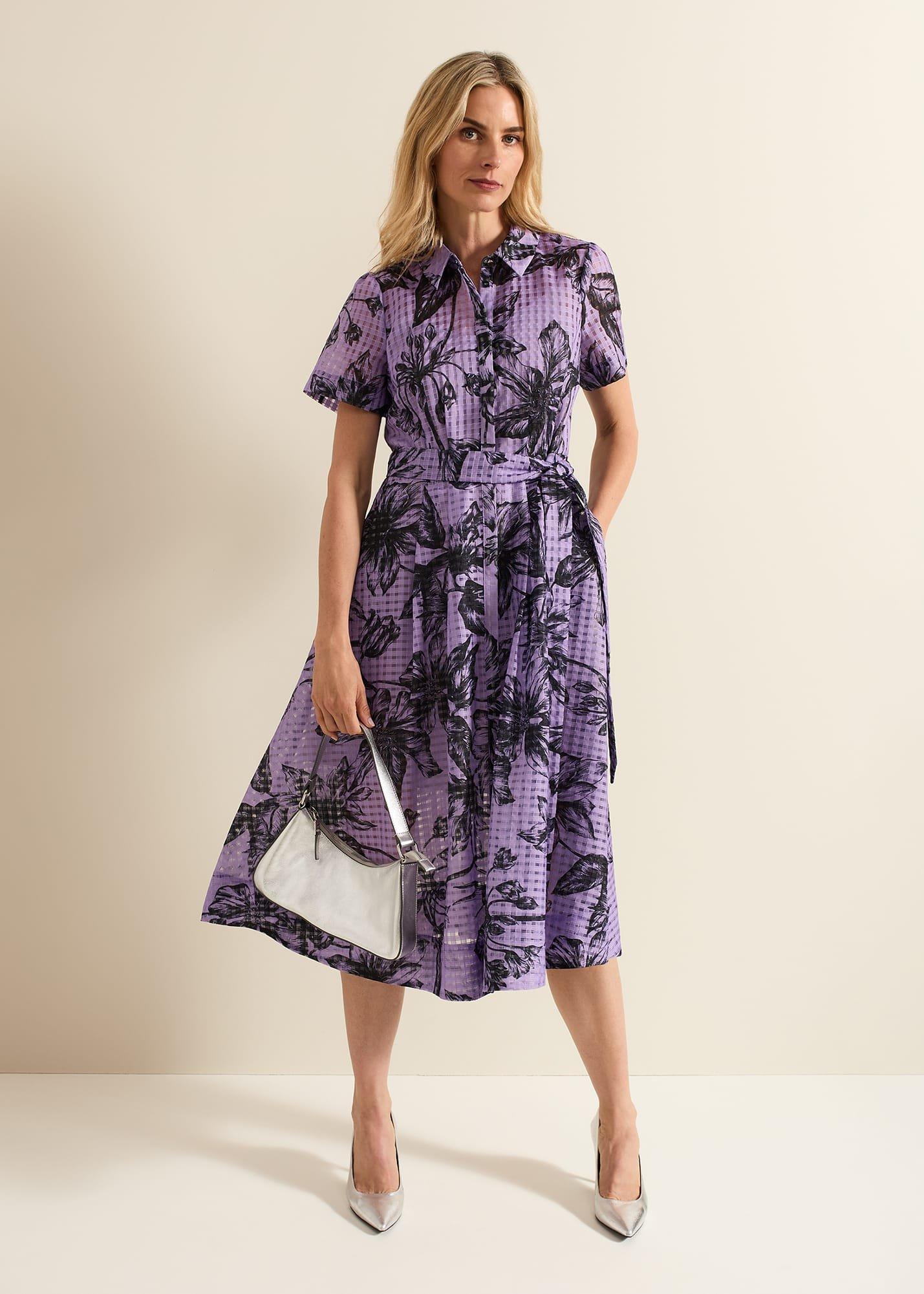 Natalie Lilac Floral Check Dress