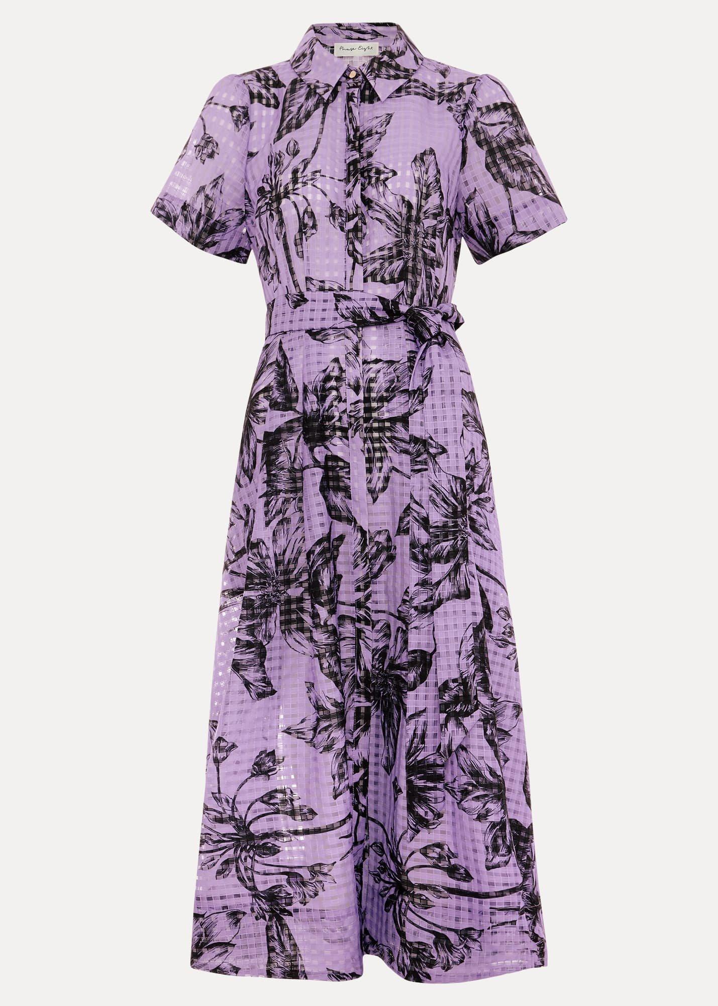 Natalie Lilac Floral Check Dress