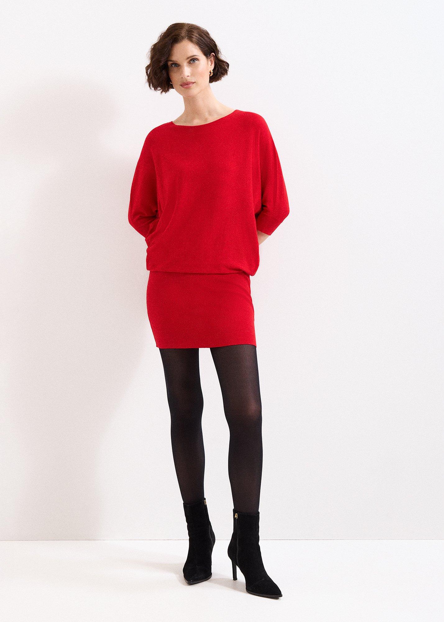 ${product-id}-Becca Batwing Knitted Dress-Red-${view-type}