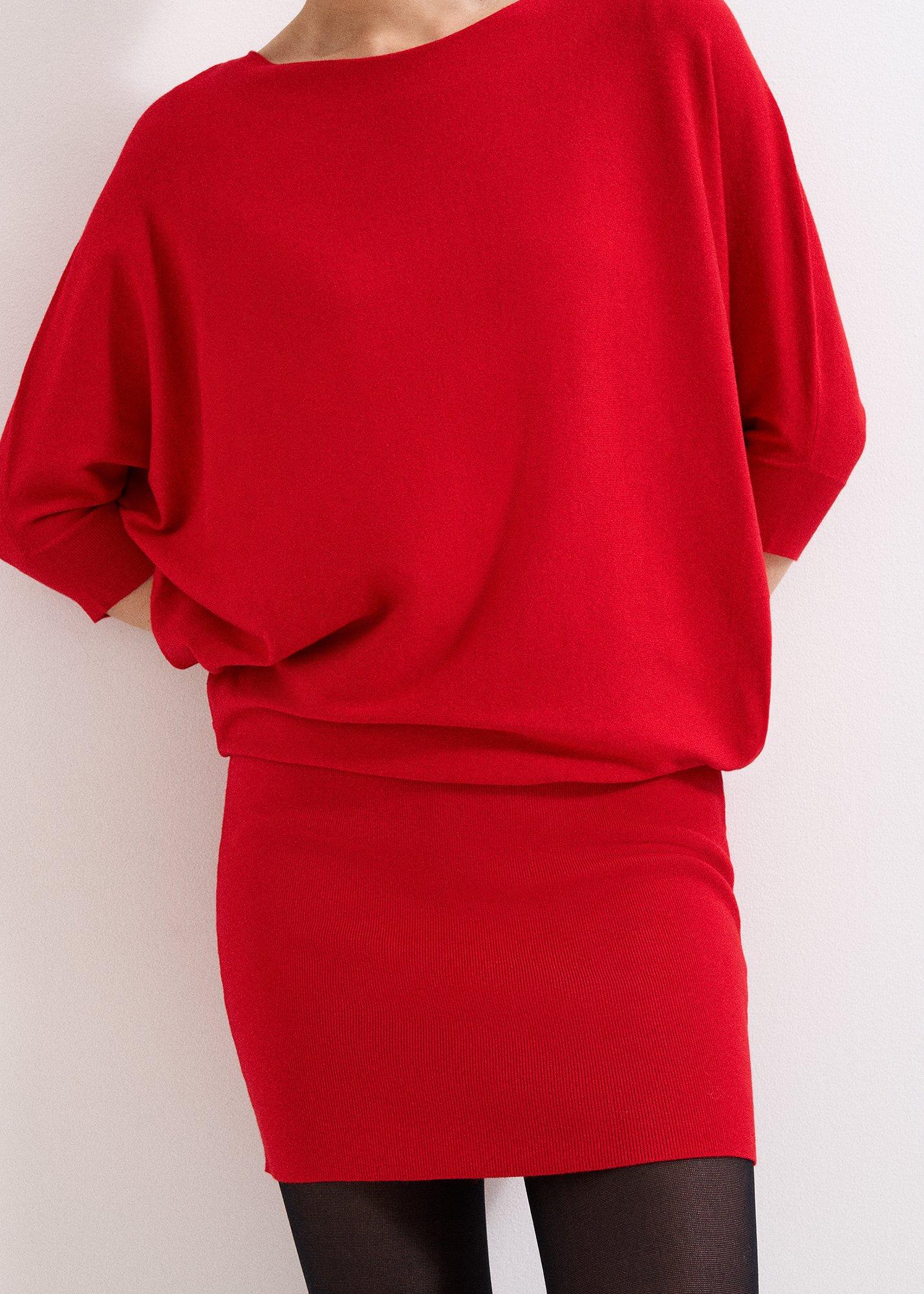 ${product-id}-Becca Batwing Knitted Dress-Red-${view-type}
