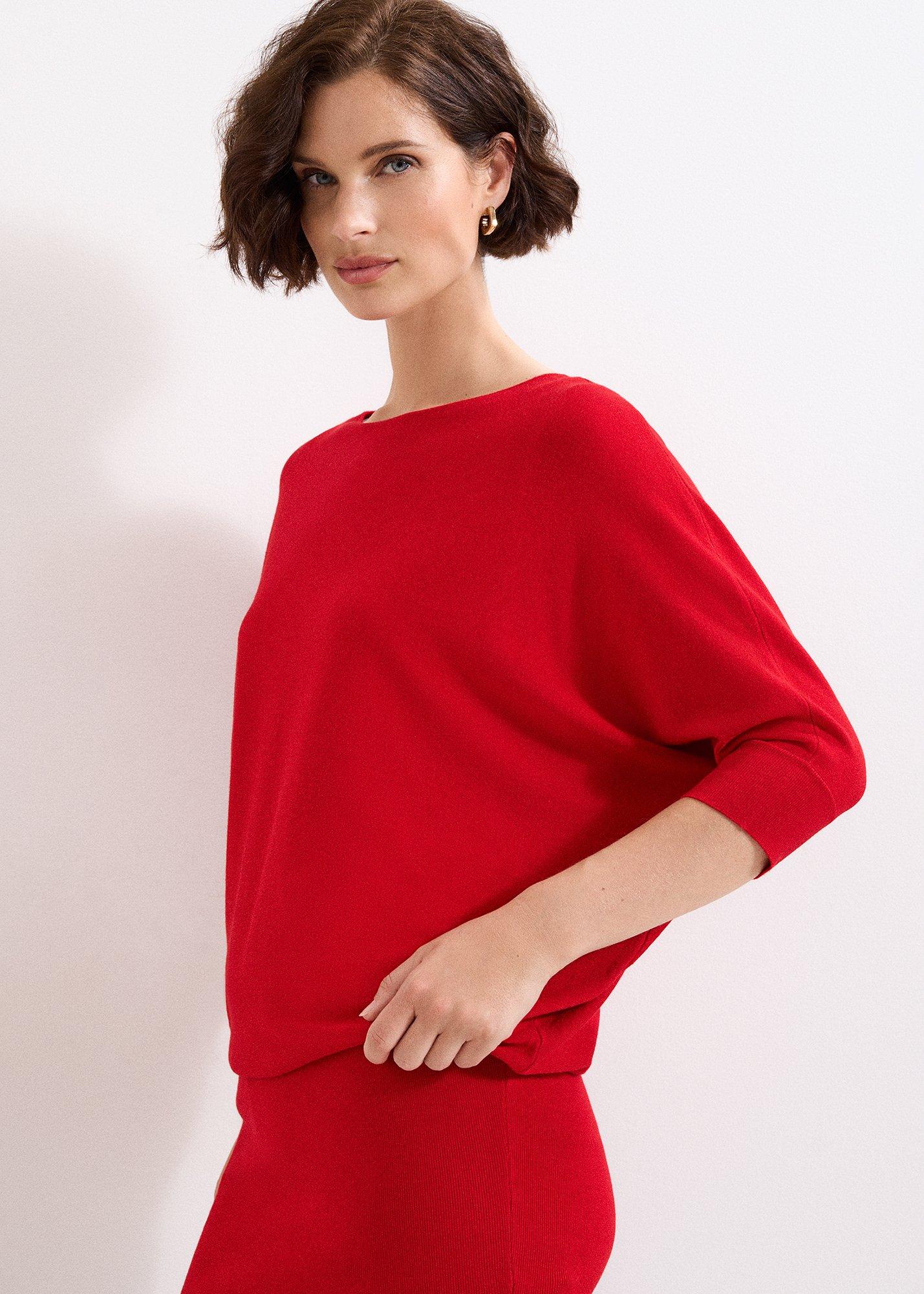 ${product-id}-Becca Batwing Knitted Dress-Red-${view-type}