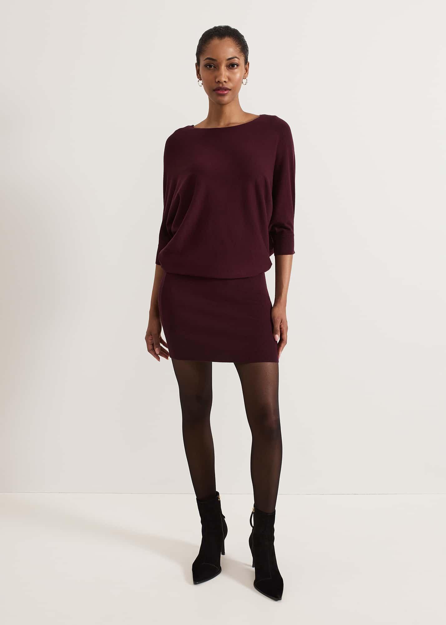 ${product-id}-Becca Batwing Knitted Dress-Burgundy-${view-type}
